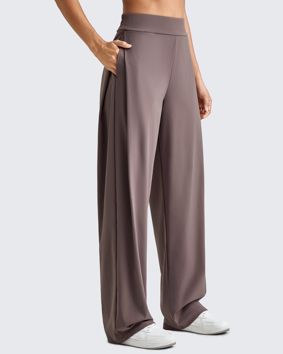High-Waist Wide Leg Dress Pants – G4Free Business Casual Women Taupe / S / Petite (27)