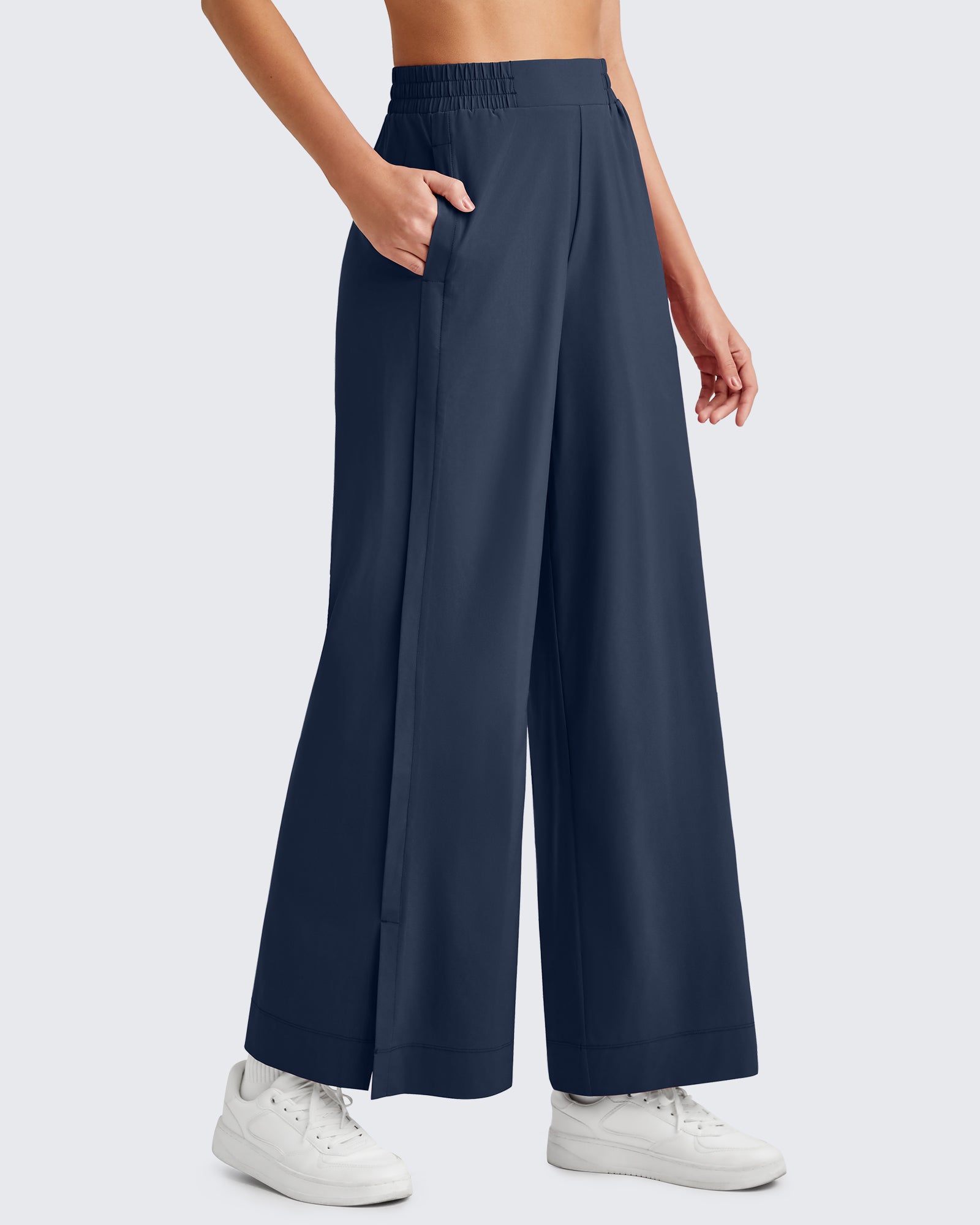 G4Free - ShiftReady Side Slit High-Rise Wide Leg Ankle Pants -GF25J403AA-S