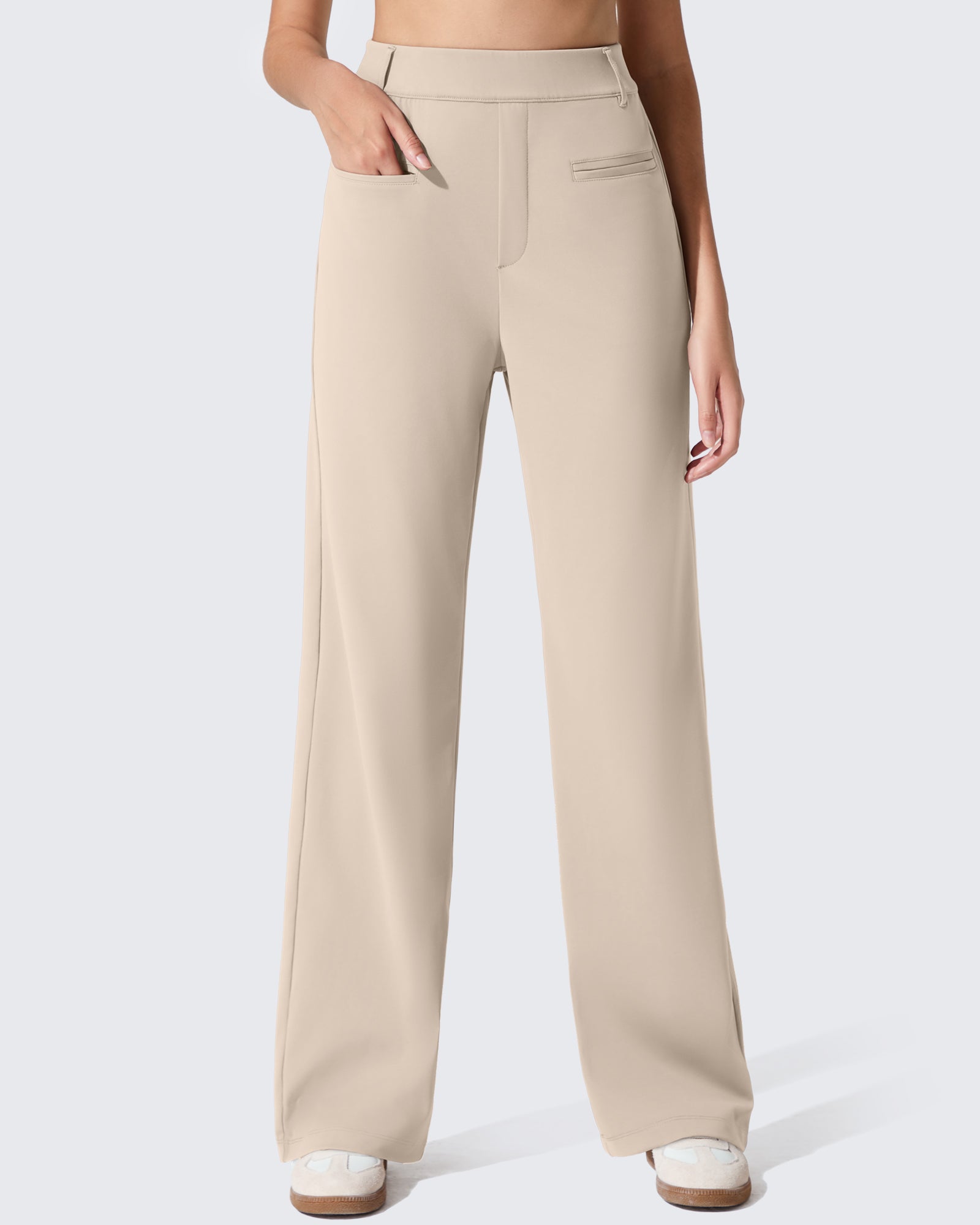 G4Free - ShiftReady Slit Pockets Elastic Waist Straight Leg Work Pants -GF25D541DF-XS