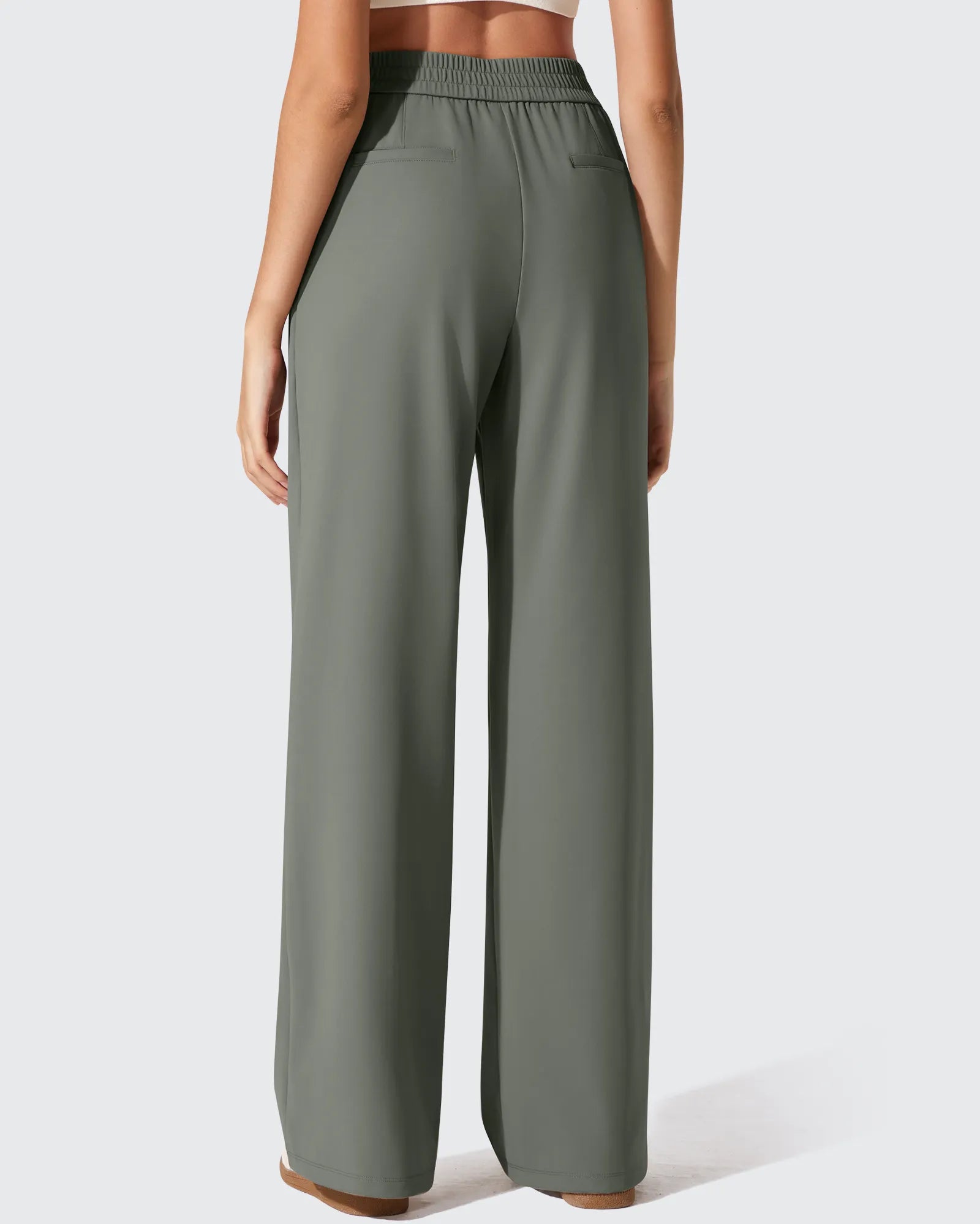 women's dress pants with pleats Two-Front Pleated Wide Leg Dress Pants - Women’s High Waisted Work Trousers