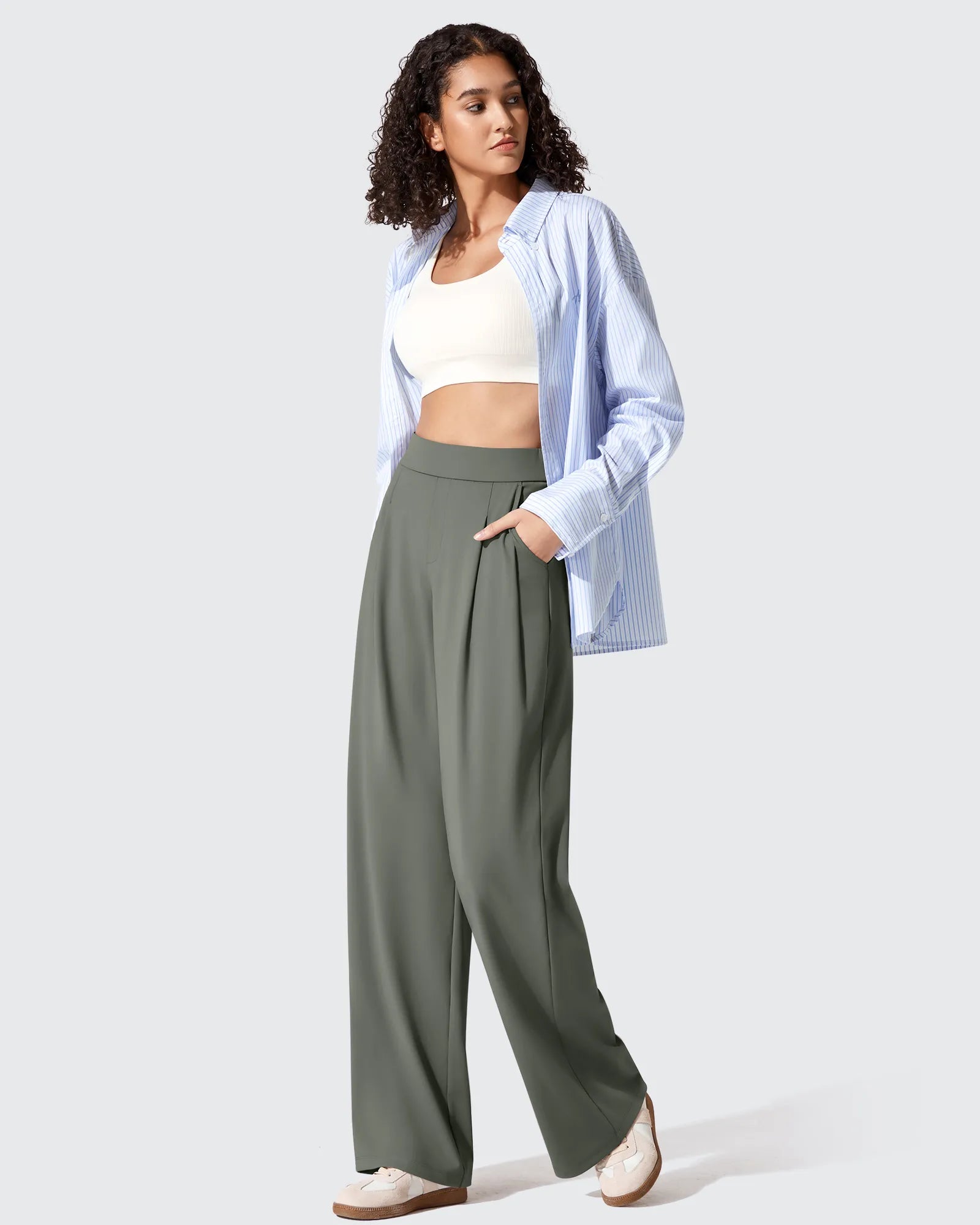 Two-Front Pleated Wide Leg Dress Pants - Womens High Waisted Work Trousers | G4Free Navy Blue / S / Tall (33) Two-Front Pleated Wide Leg Dress Pants - Womens High Waisted Work Trousers | G4Free Navy Blue / S / Tall (33)