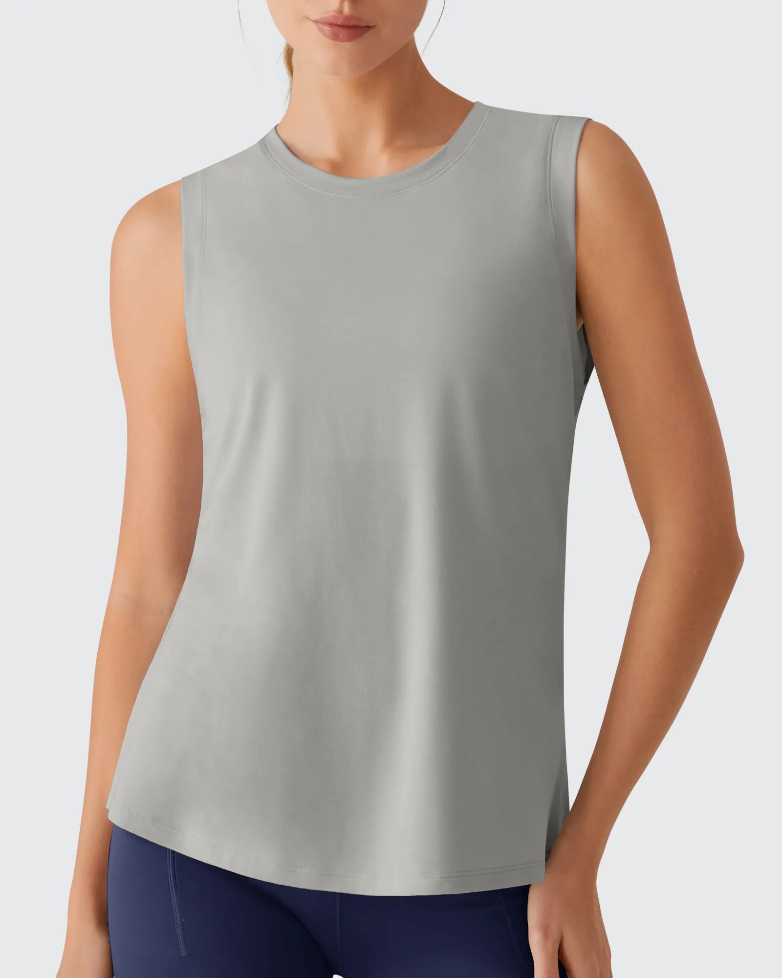 G4Free - Side Slits Loose Fit High Neck Athletic Tanks -GF26L858D016F-XS