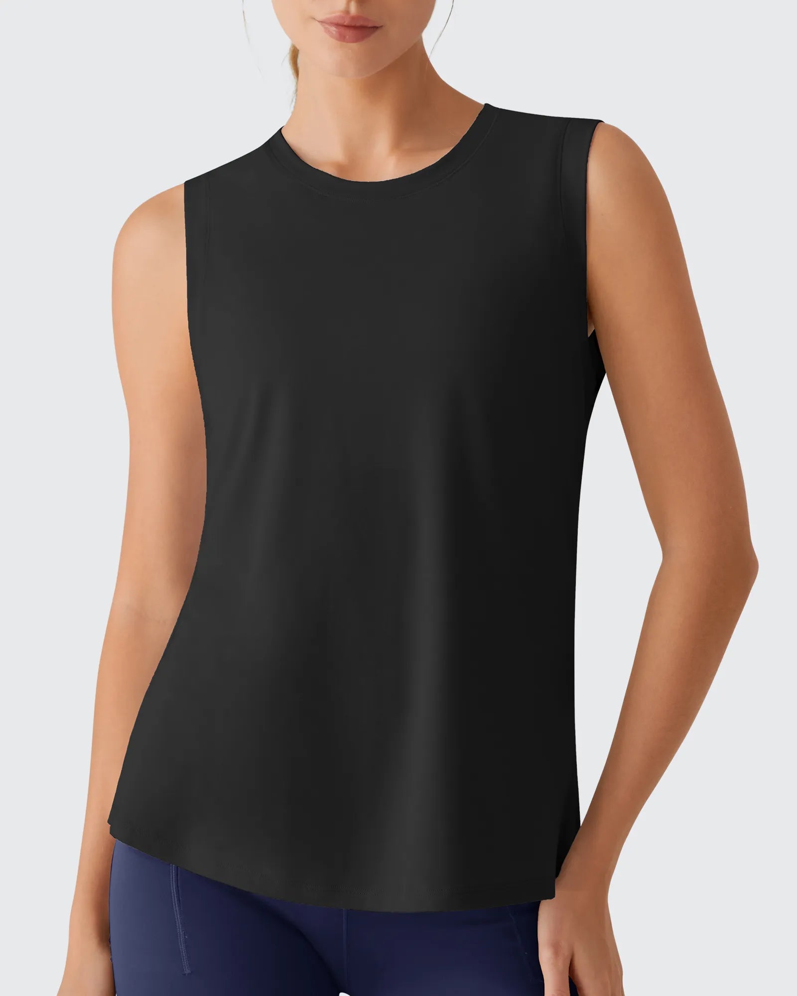 G4Free - Side Slits Loose Fit High Neck Athletic Tanks -GF26L858D016F-XS