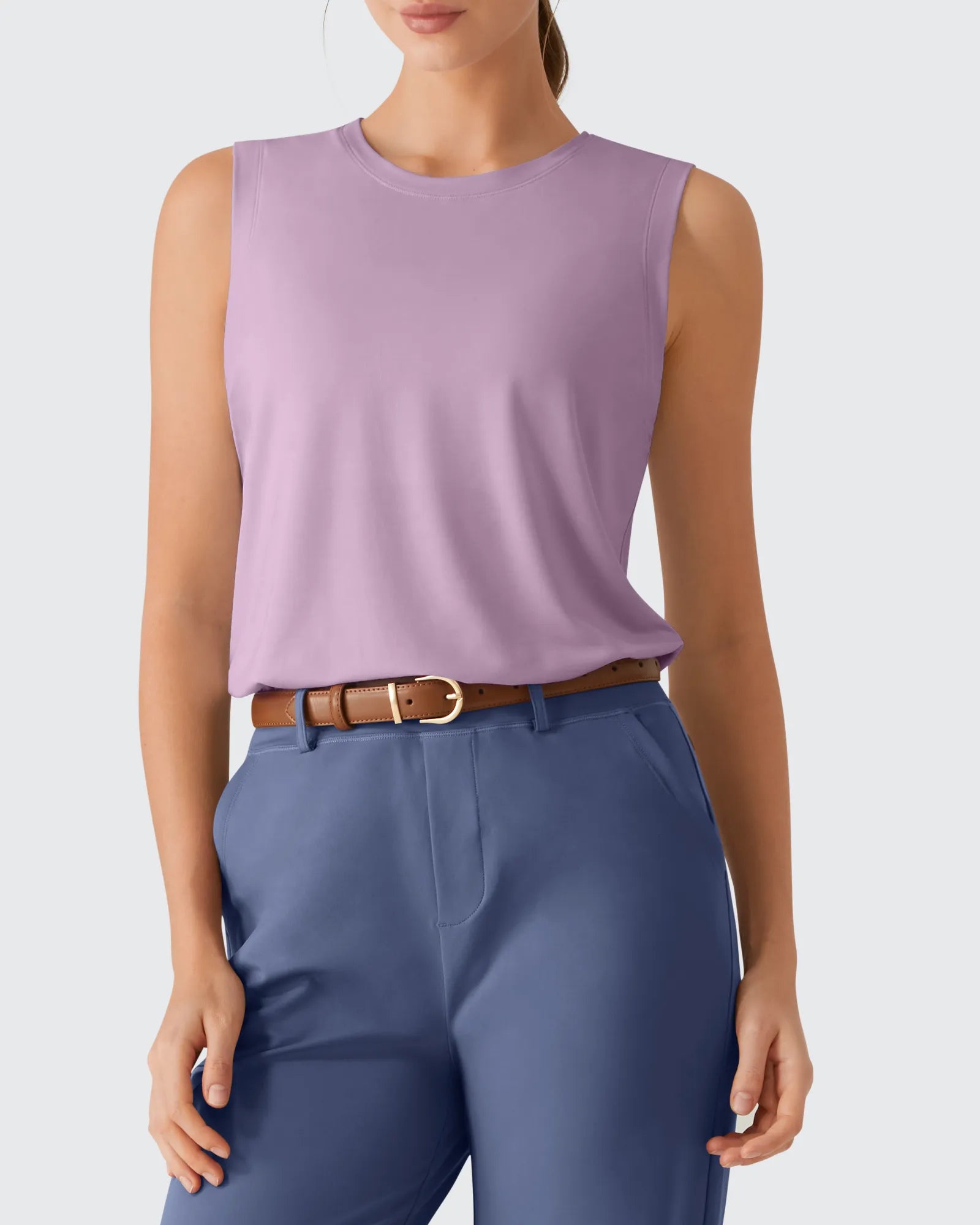 G4Free - Side Slits Loose Fit High Neck Athletic Tanks -GF26L858D016F-XS-GF26L858D016A-S-GF26L858D016B-M-GF26L858D016C-L-GF26L858D016D-XL