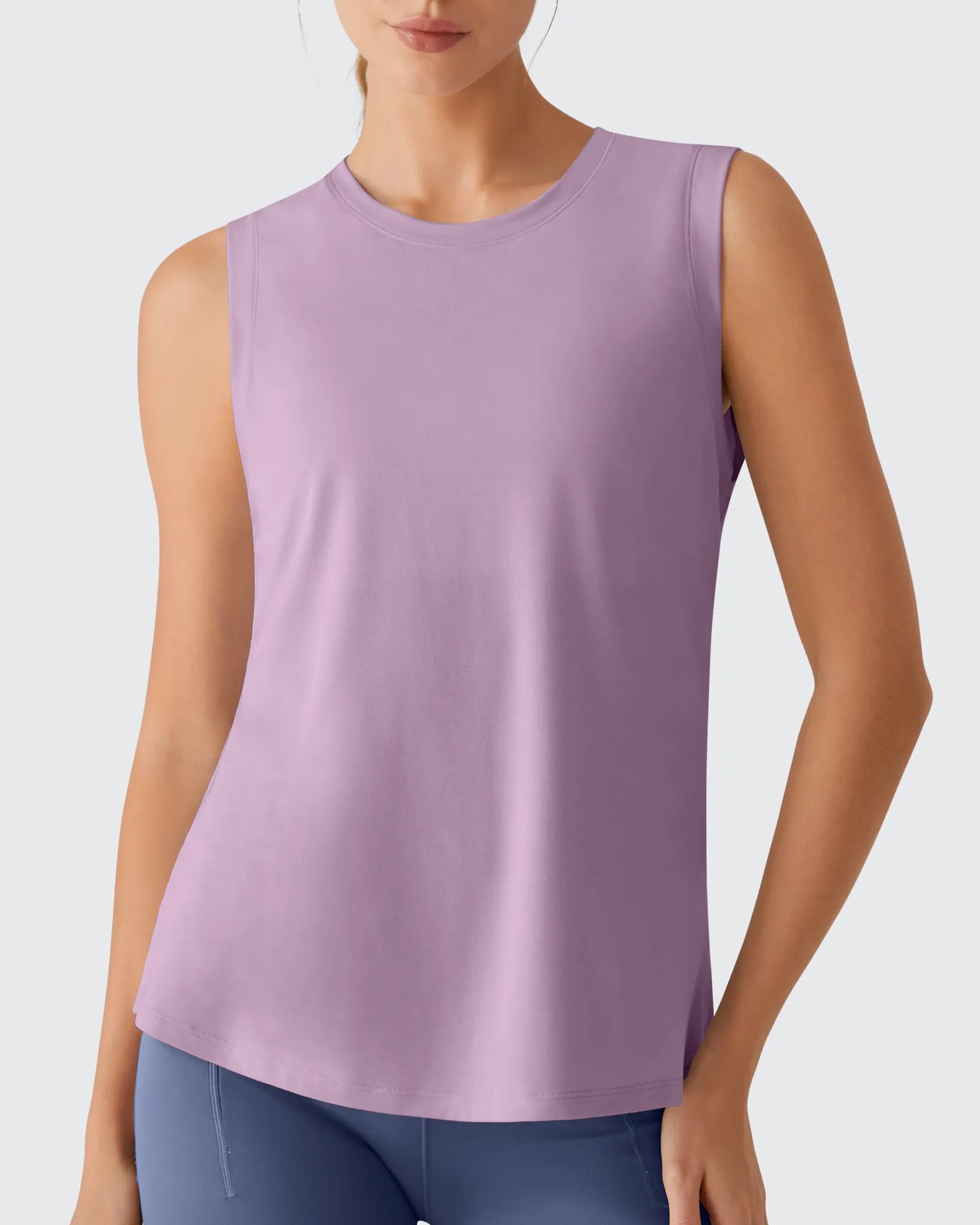 G4Free - Side Slits Loose Fit High Neck Athletic Tanks -GF26L858D016F-XS-GF26L858D016A-S-GF26L858D016B-M-GF26L858D016C-L-GF26L858D016D-XL