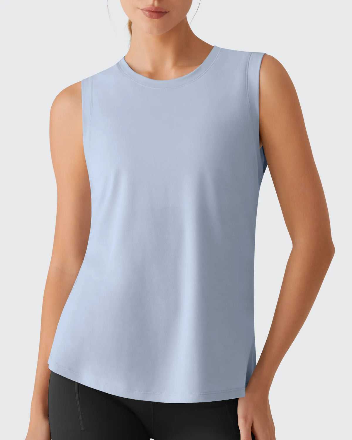 G4Free - Side Slits Loose Fit High Neck Athletic Tanks -GF26L858D016F-XS-GF26L858D016A-S-GF26L858D016B-M-GF26L858D016C-L-GF26L858D016D-XL