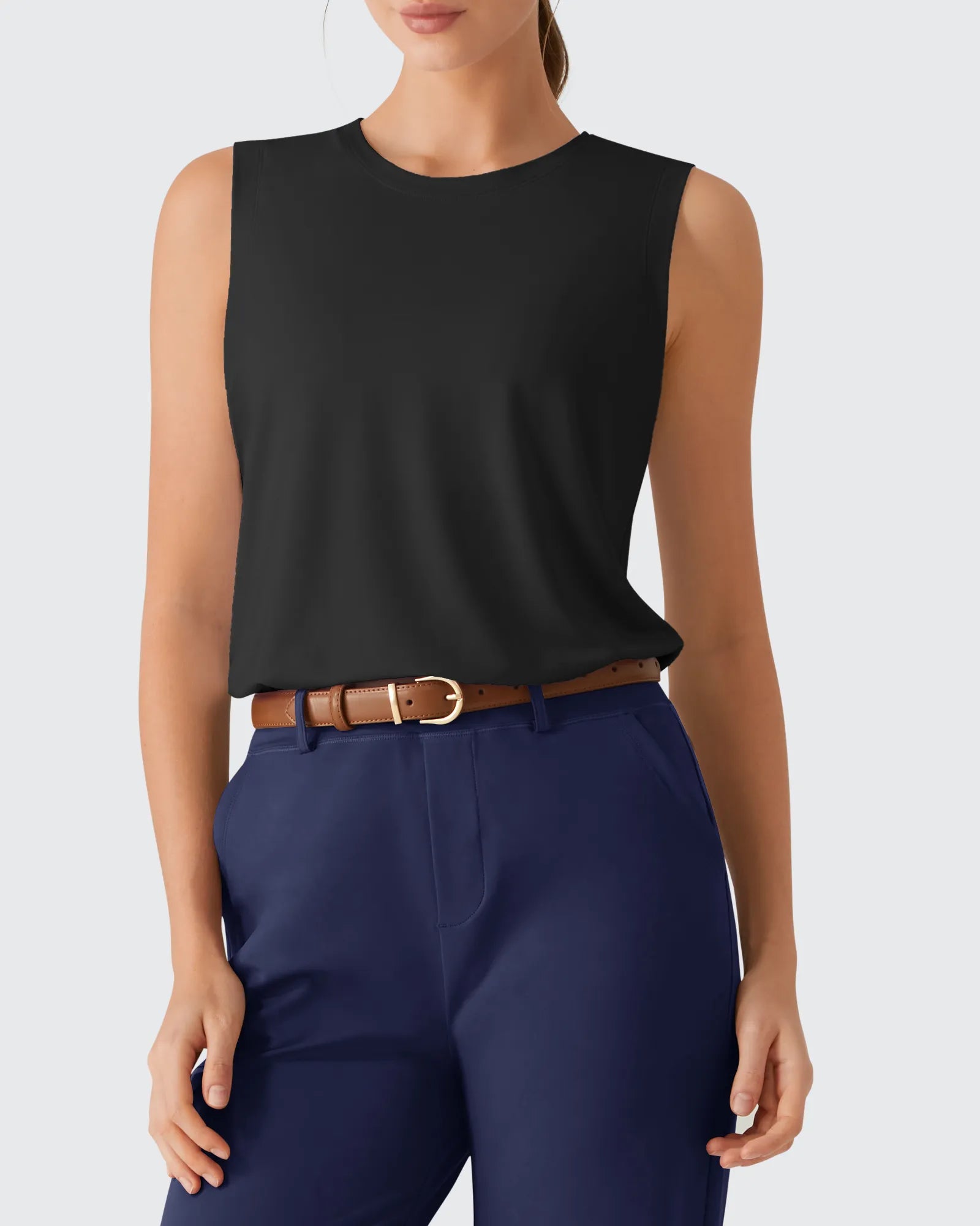 G4Free - Side Slits Loose Fit High Neck Athletic Tanks -GF26L858D016F-XS-GF26L858D016A-S-GF26L858D016B-M-GF26L858D016C-L-GF26L858D016D-XL