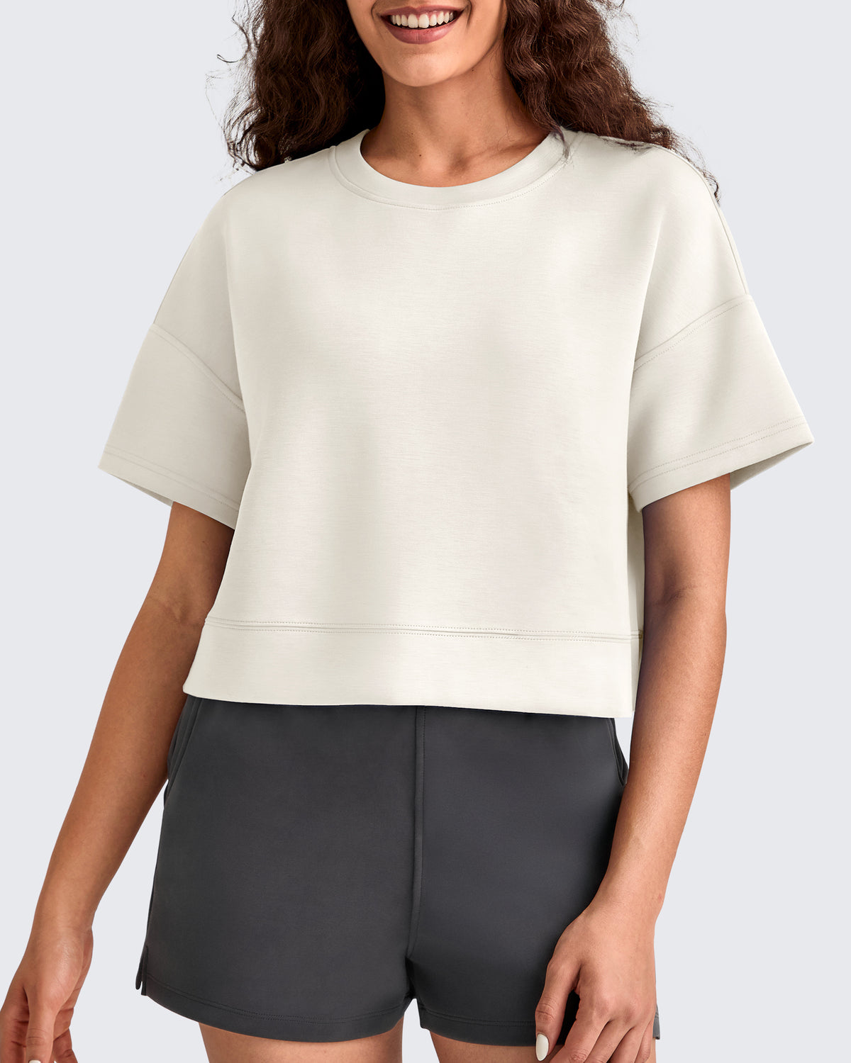 G4Free - Smoofit Crew Neck Boxy Drop Shoulder Short Sleeve -GF25K490AA-S