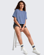 G4Free - Smoofit Crew Neck Boxy Drop Shoulder Short Sleeve -GF25K490AA-S-GF25K490AB-M-GF25K490AC-L-GF25K490AD-XL-GF25K490AE-XXL
