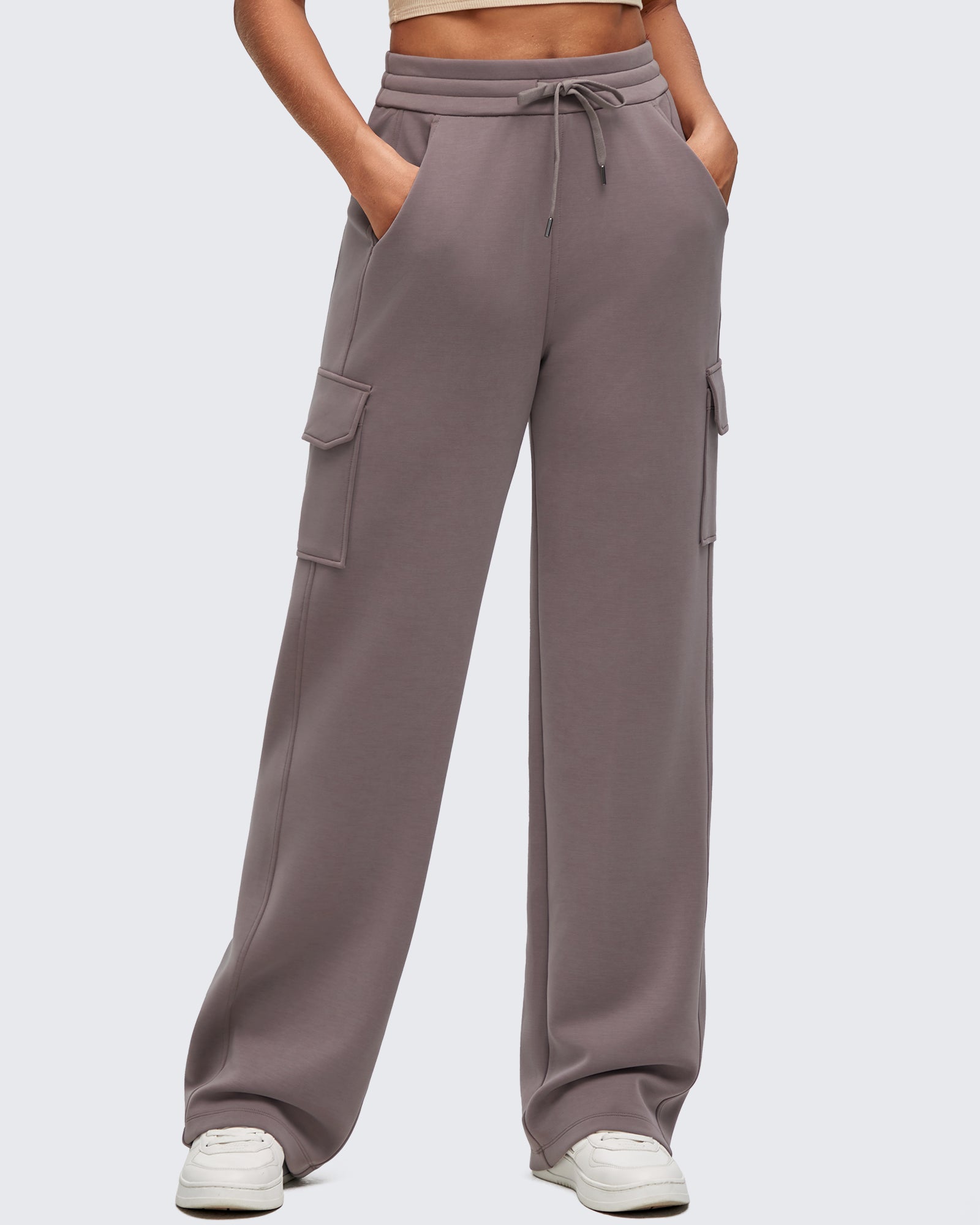 G4Free - Smoofit Drawstring Wide Leg Pockets Cargo Sweatpants -GF25J532AF-XS