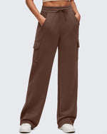 G4Free - Smoofit Drawstring Wide Leg Pockets Cargo Sweatpants -GF25J532AF-XS