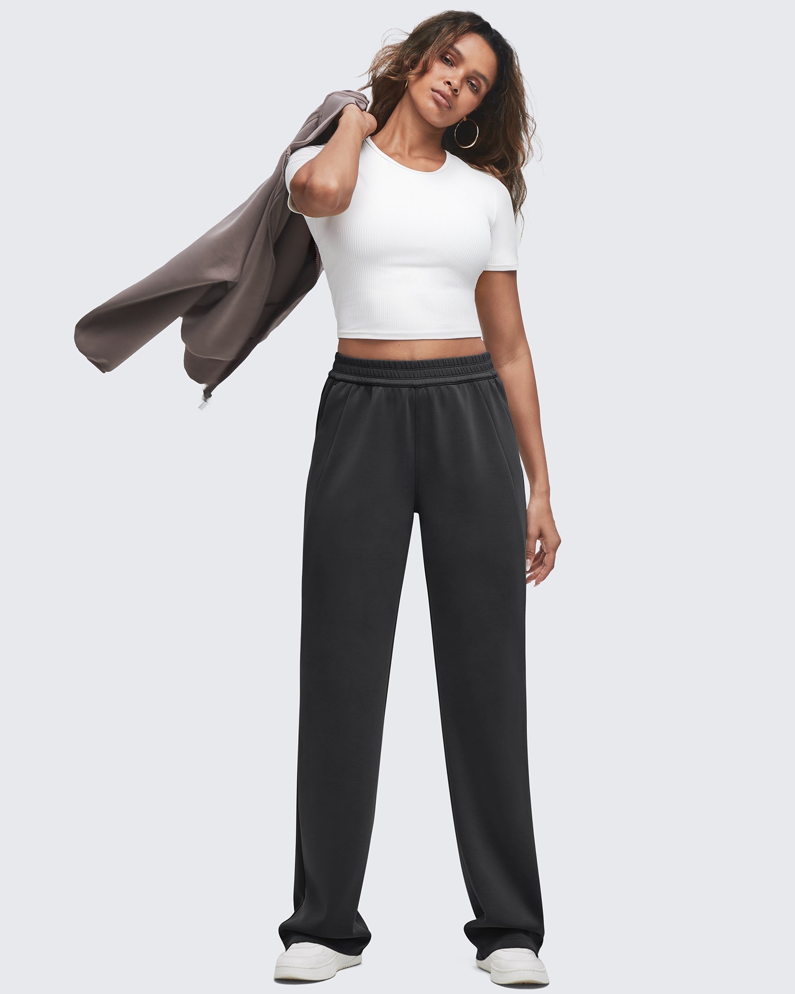 G4Free - Smoofit Elastic-Waist Wide Leg Sweatpants Petite -GF25J509AA-S