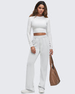G4Free - Smoofit Elastic-Waist Wide Leg Sweatpants Petite -GF25J509AA-S