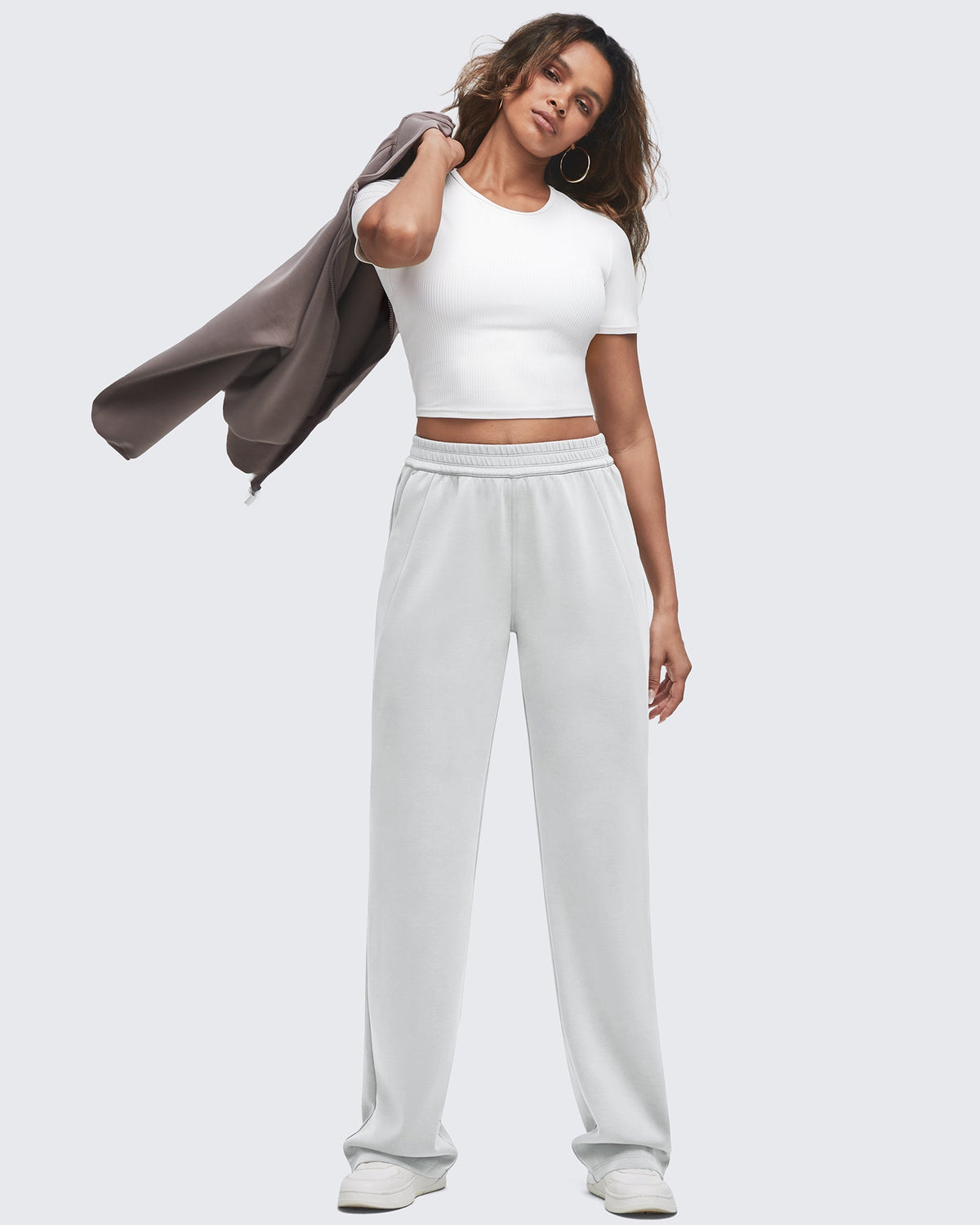 G4Free - Smoofit Elastic-Waist Wide Leg Sweatpants Petite -GF25J509AA-S