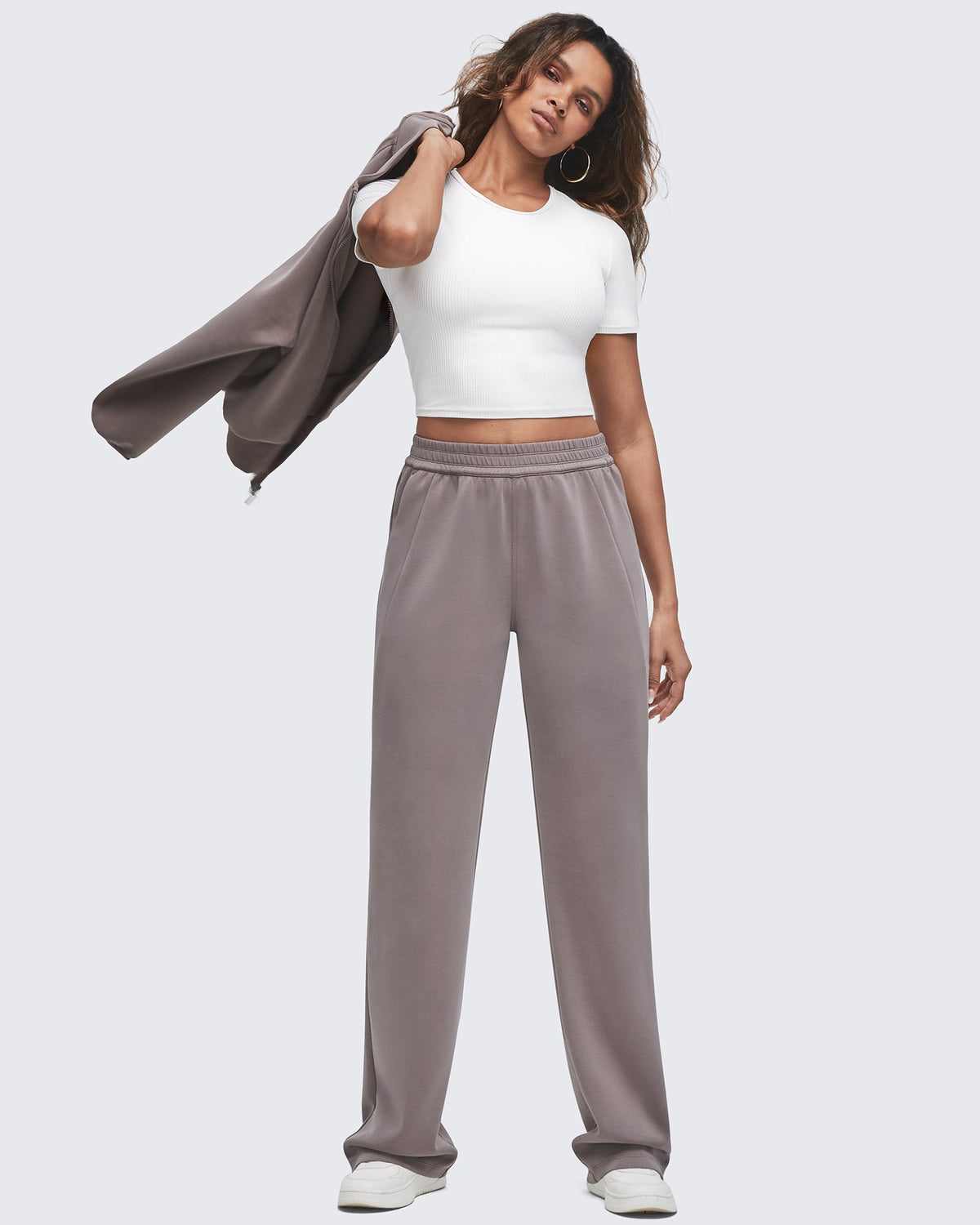 G4Free - Smoofit Elastic-Waist Wide Leg Sweatpants Petite -GF25J509AA-S