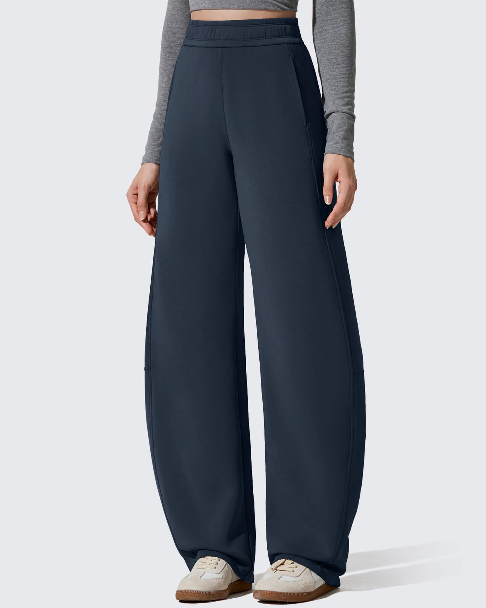 G4Free - Smoofit Fleece Lined Baggy Barrel Wide Leg Sweatpants -GF25J611AF-XS