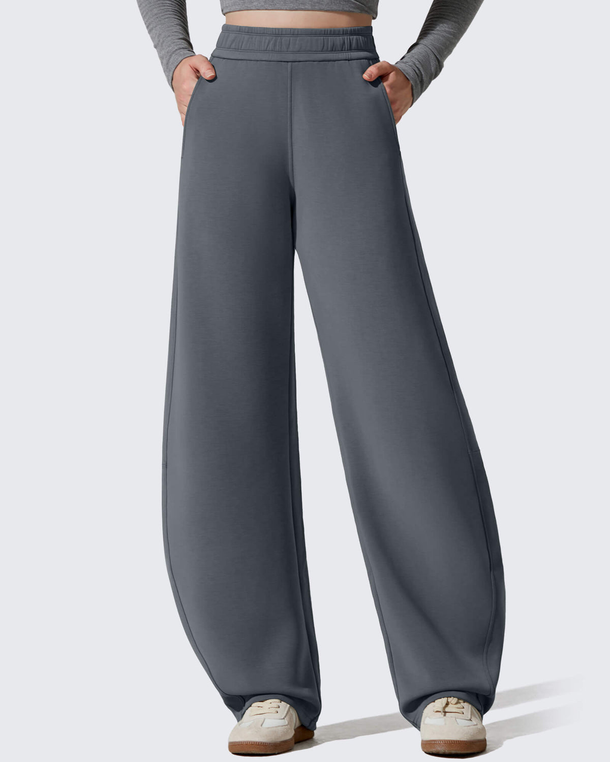 G4Free - Smoofit Fleece Lined Baggy Barrel Wide Leg Sweatpants -GF25J611EF-XS