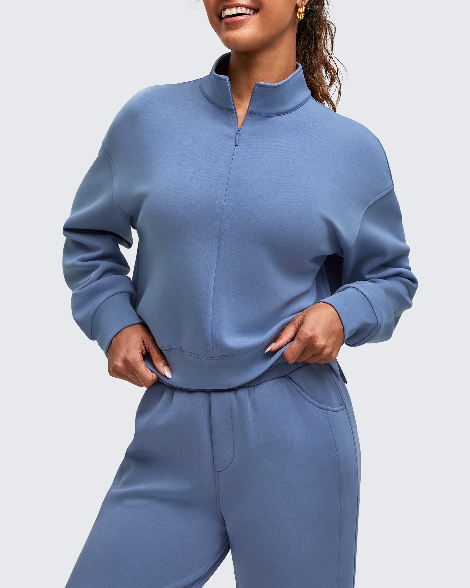 G4Free - Smoofit Half-Zip Mock Neck Long Sleeve Sweatshirts -GF25F519AA-S