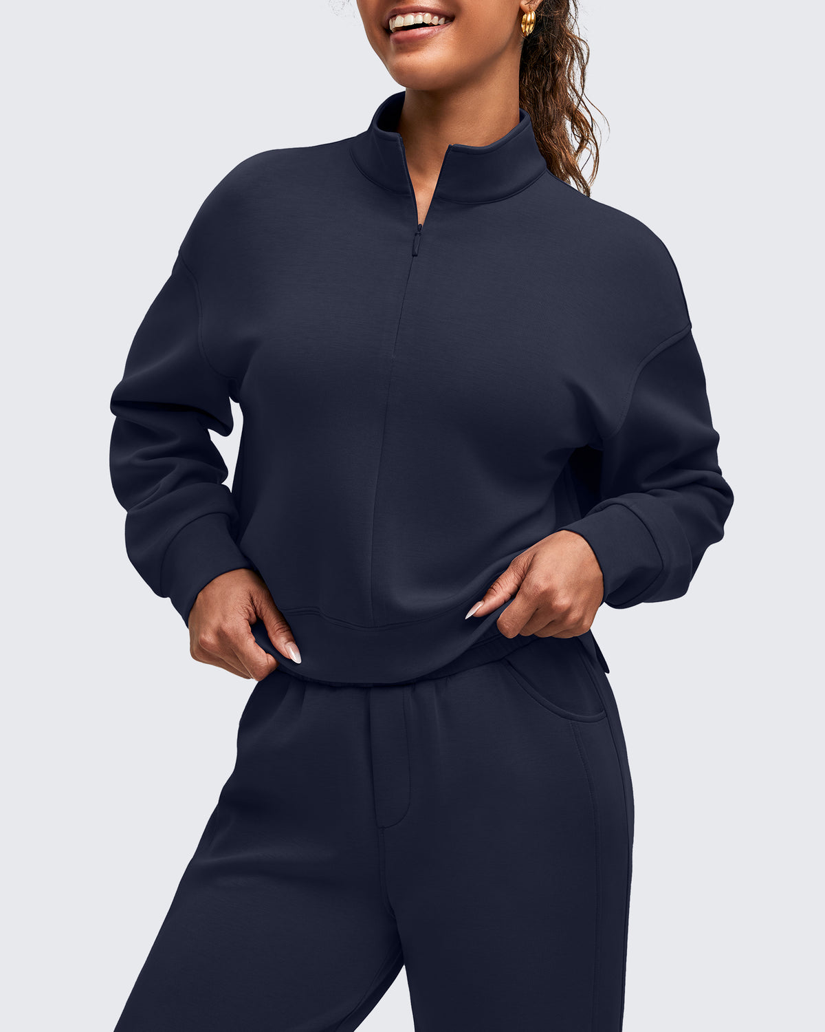 G4Free - Smoofit Half-Zip Mock Neck Long Sleeve Sweatshirts -GF25F519AA-S