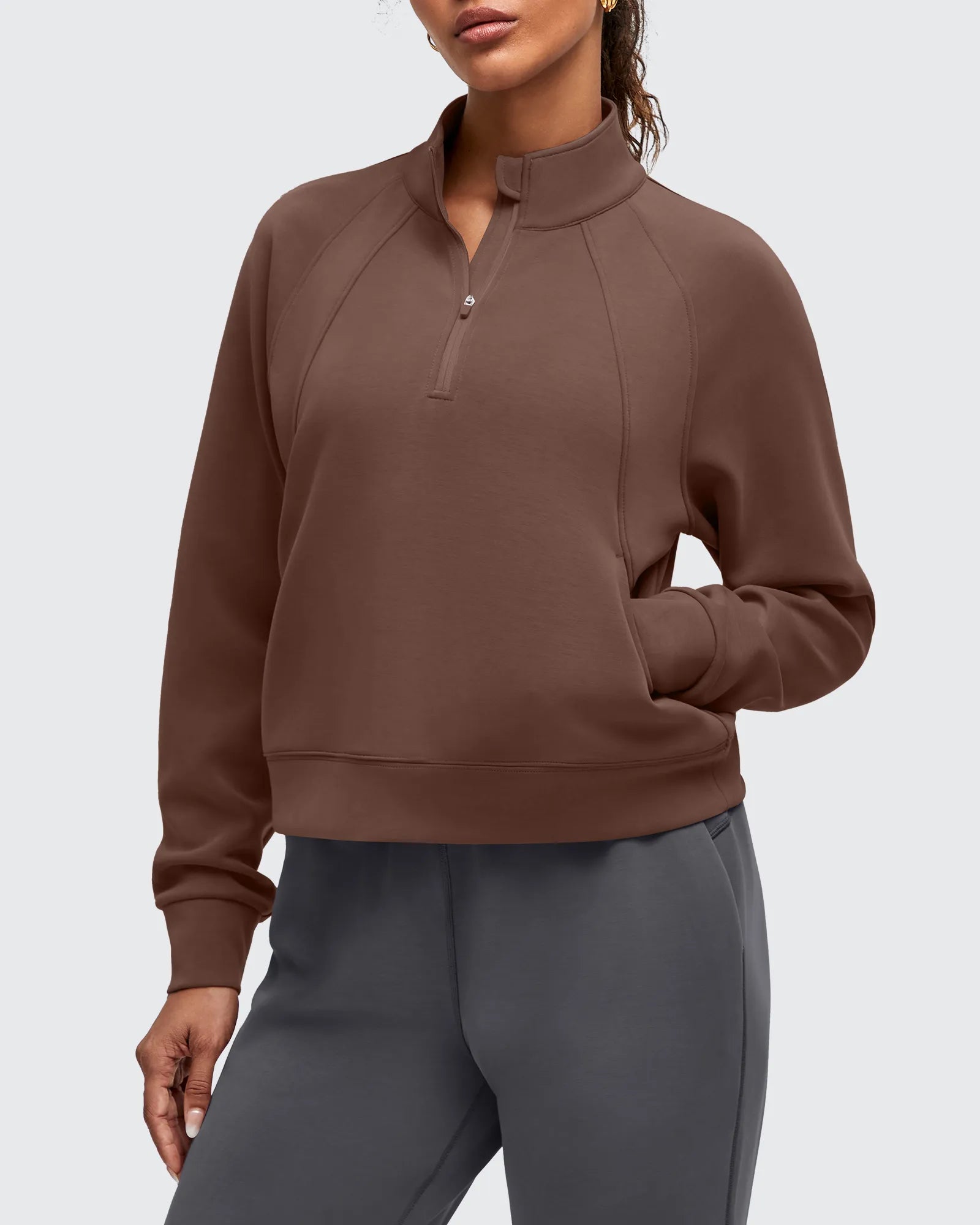 G4Free - Smoofit Half-Zip Pullover Mock Neck Pockets Sweatshirts -GF25F564BA-S