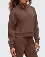 G4Free - Smoofit Half-Zip White Piping Mock Neck Pullover Sweatshirts -GF25F557AF-XS-GF25F557AA-S-GF25F557AB-M-GF25F557AC-L-GF25F557AD-XL