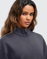 G4Free - Smoofit Half-Zip White Piping Mock Neck Pullover Sweatshirts -GF25F557AF-XS-GF25F557AA-S-GF25F557AB-M-GF25F557AC-L-GF25F557AD-XL