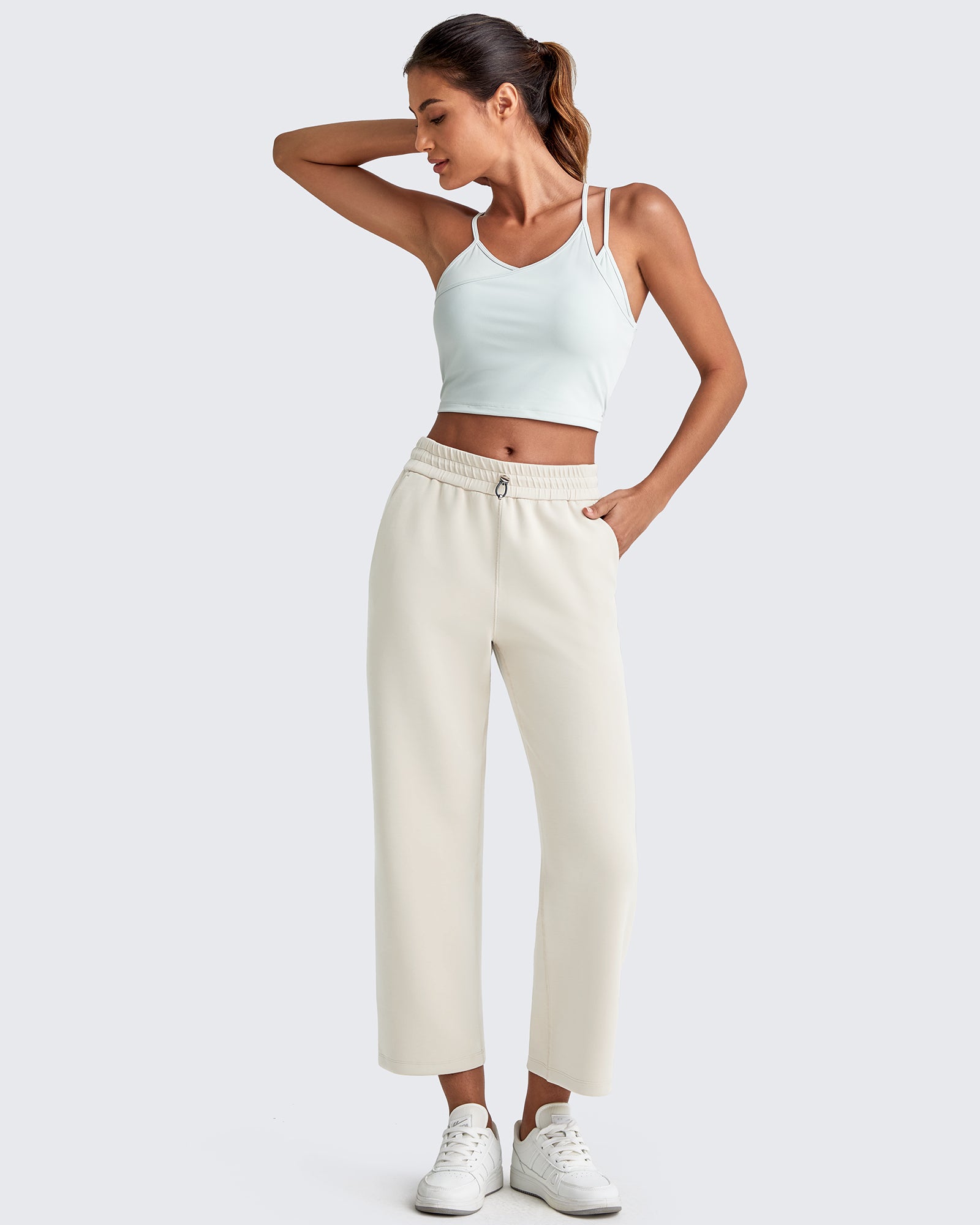 G4Free - Smoofit High Waist Wide Leg Capris Pants 19'' -GF25J293AA-S