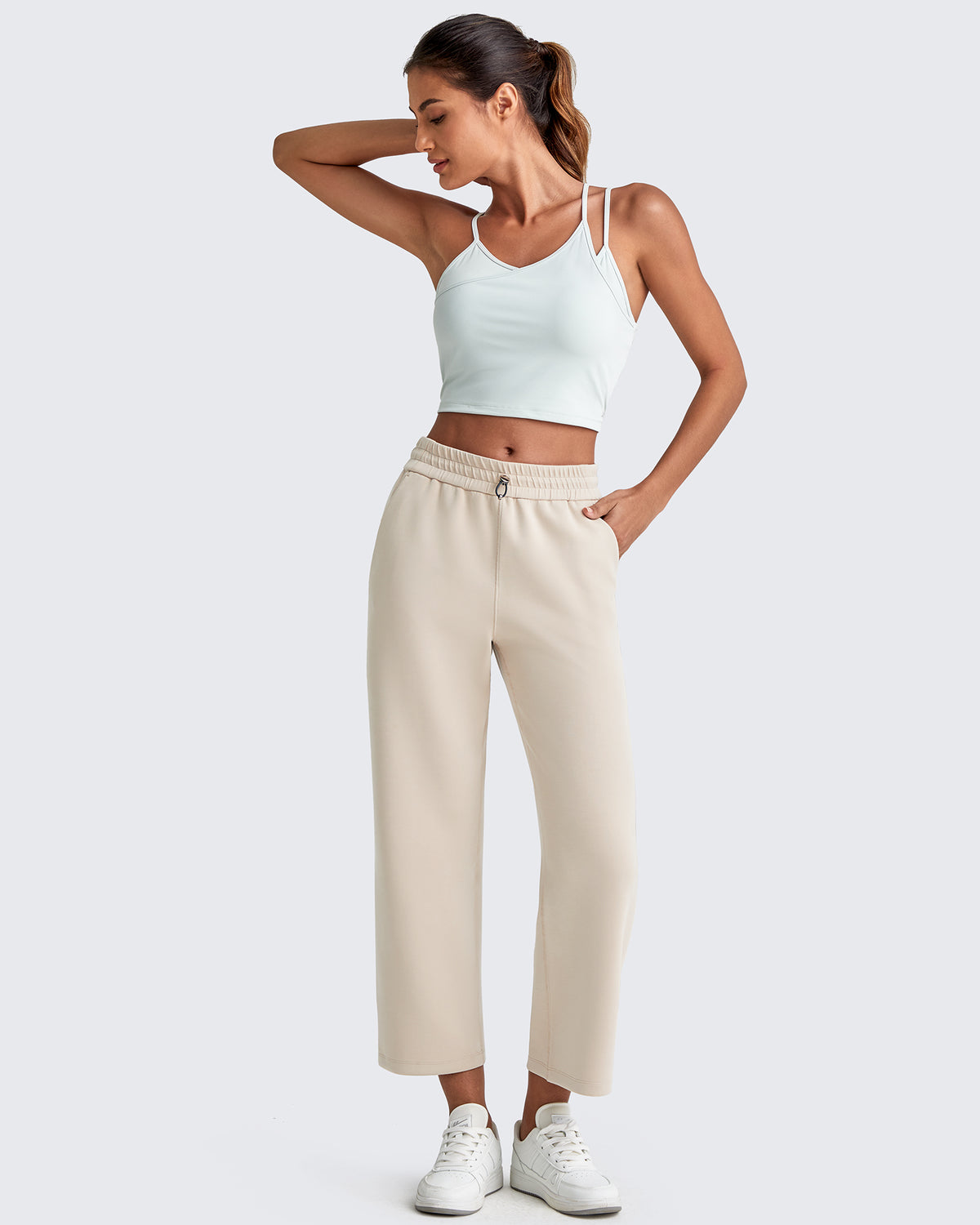 G4Free - Smoofit High Waist Wide Leg Capris Pants 19'' -GF25J293AA-S-GF25J293AB-M-GF25J293AC-L-GF25J293AD-XL-GF25J293AE-XXL