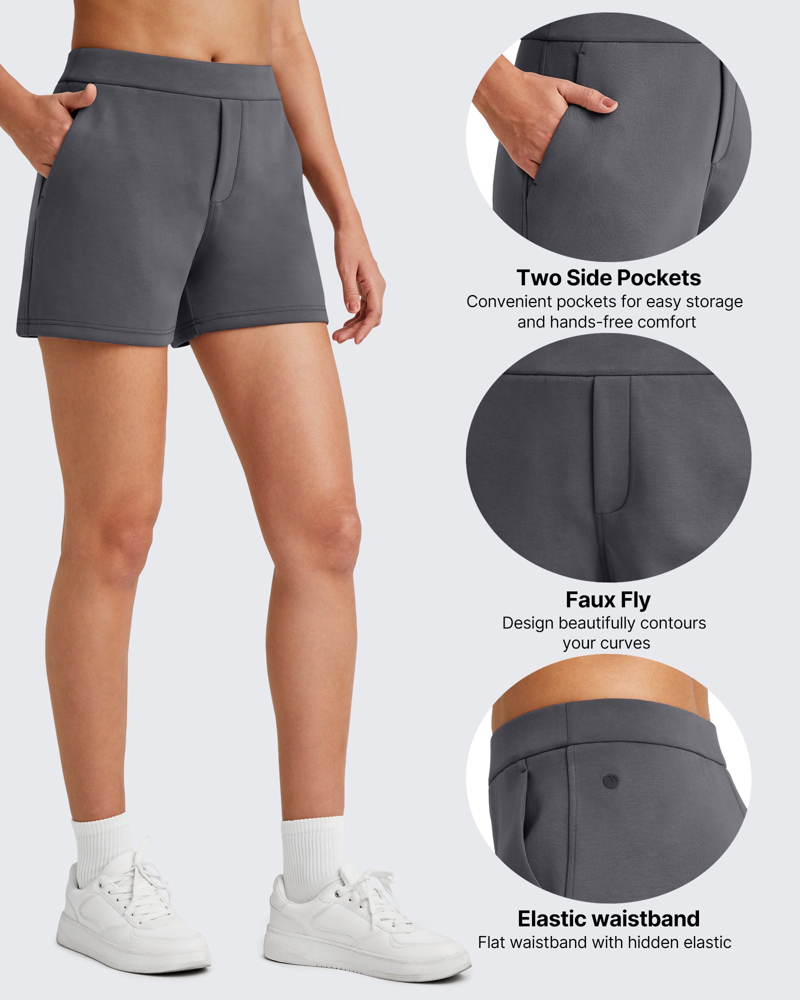 G4Free - Smoofit High Waisted Sweat Shorts 4'' -GF25E418AA-S-GF25E418AB-M-GF25E418AC-L-GF25E418AD-XL-GF25E418AE-XXL