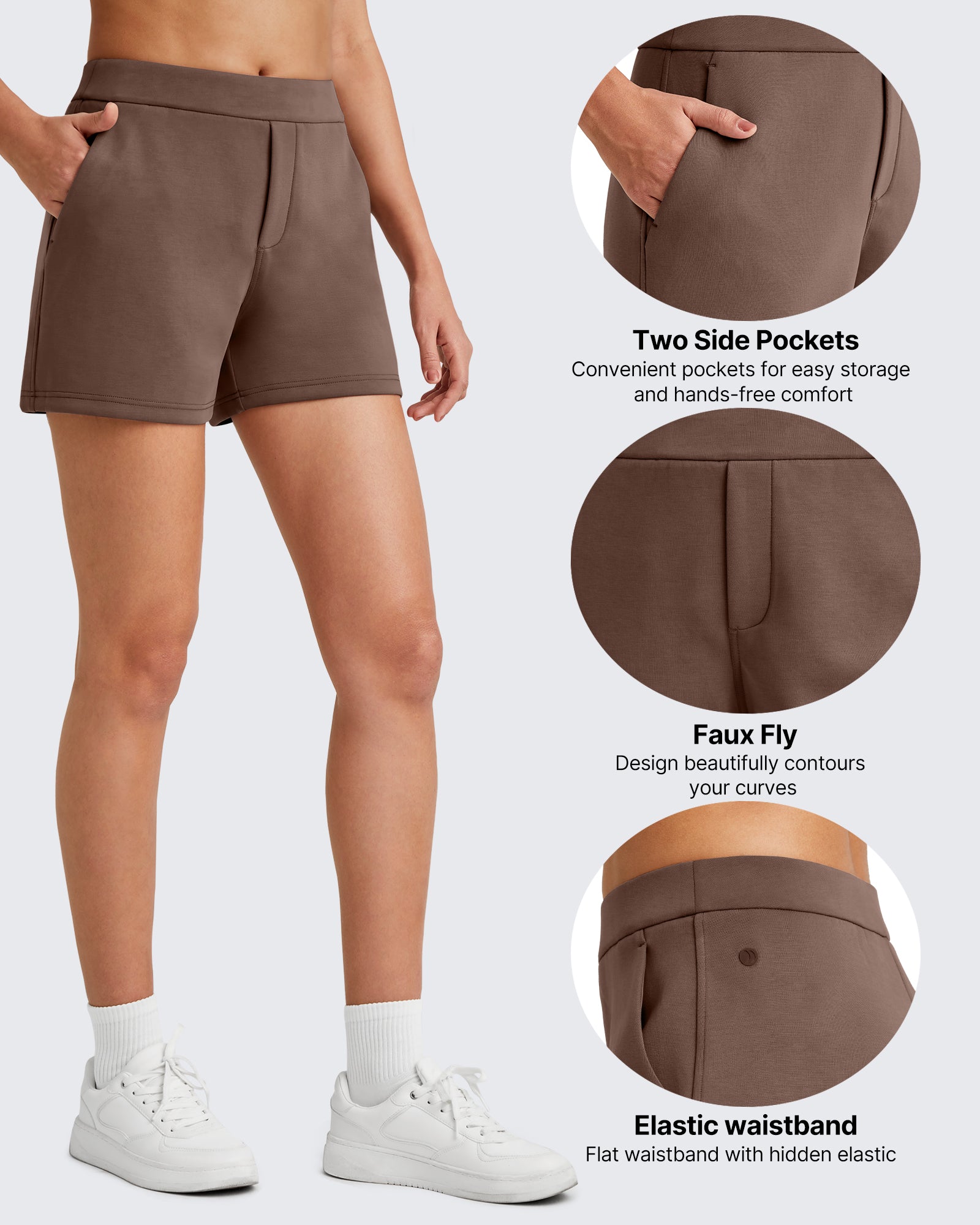 G4Free - Smoofit High Waisted Sweat Shorts 4'' -GF25E418AA-S-GF25E418AB-M-GF25E418AC-L-GF25E418AD-XL-GF25E418AE-XXL