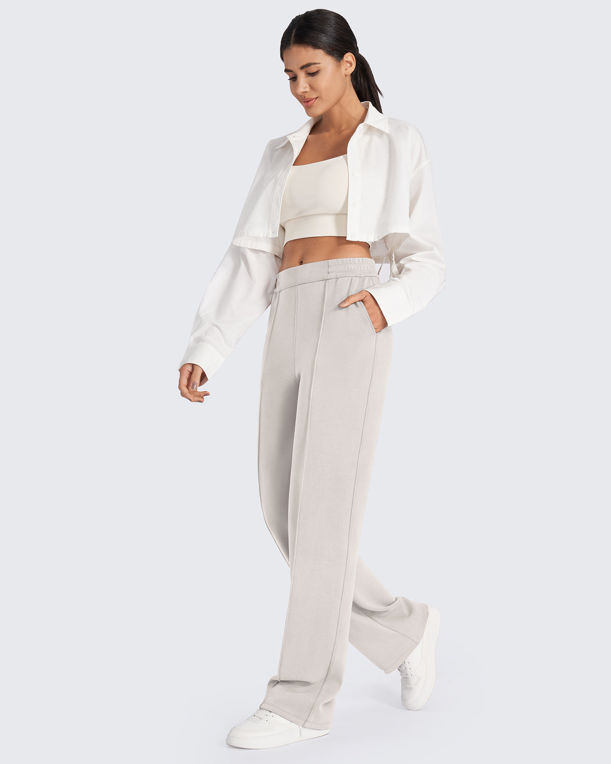 G4Free - Smoofit Loose High-Rise Elastic Dressy Pants Petite -GF24J286IF-XS