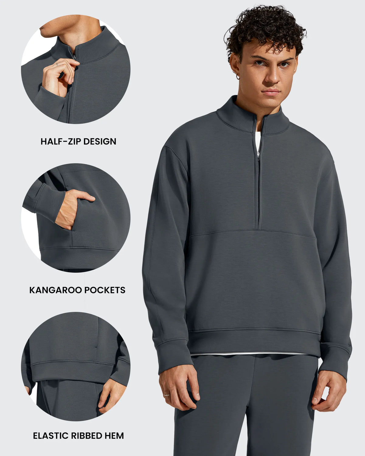 G4Free - Smoofit Men's Fleece Half Zip Pockets Mock Neck Sweatshirts -GF25FM728AA-S-GF25FM728AB-M-GF25FM728AC-L-GF25FM728AD-XL-GF25FM728AE-XXL