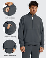 G4Free - Smoofit Men's Fleece Half Zip Pockets Mock Neck Sweatshirts -GF25FM728AA-S-GF25FM728AB-M-GF25FM728AC-L-GF25FM728AD-XL-GF25FM728AE-XXL