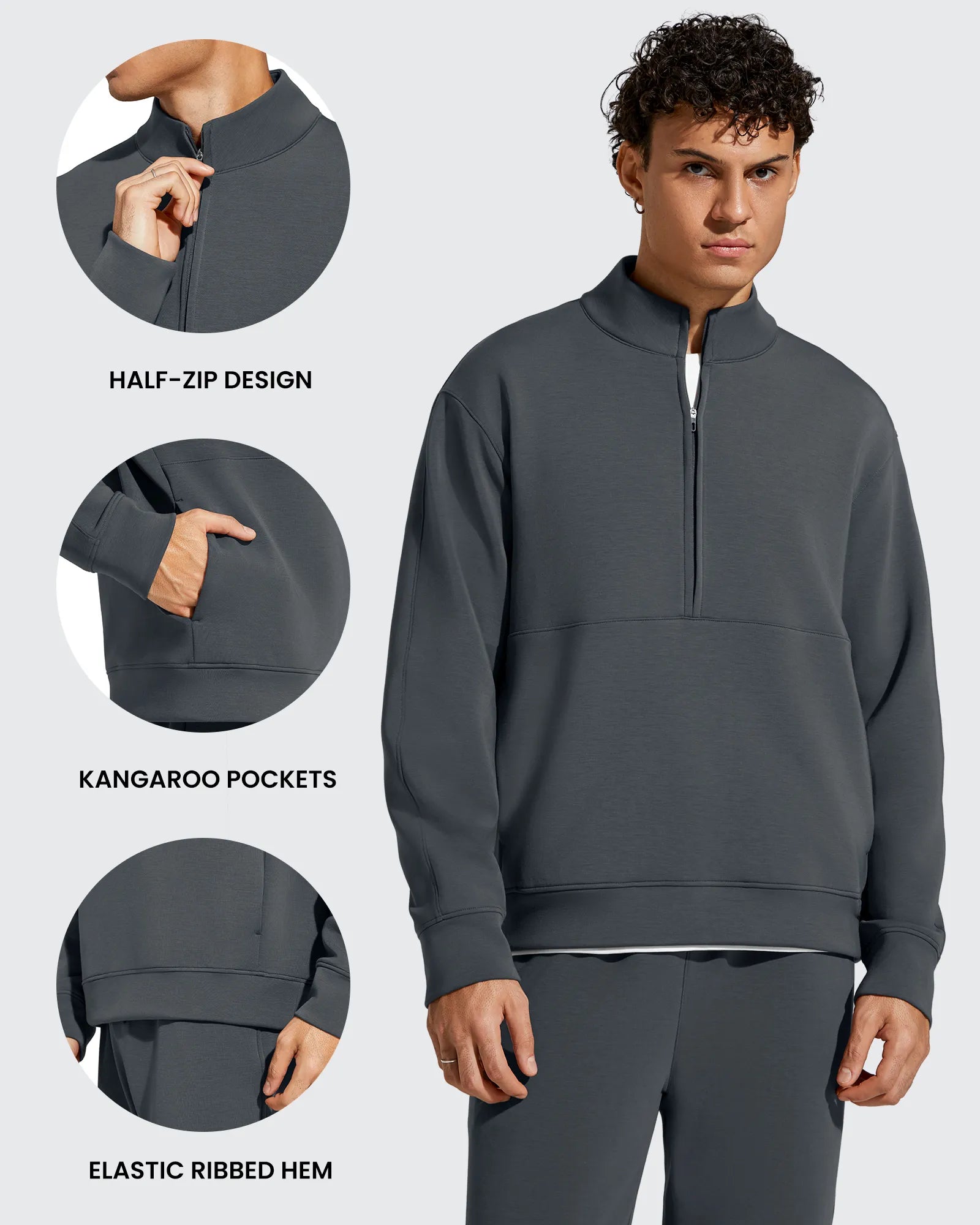 G4Free - Smoofit Men's Fleece Half Zip Pockets Mock Neck Sweatshirts -GF25FM728AA-S-GF25FM728AB-M-GF25FM728AC-L-GF25FM728AD-XL-GF25FM728AE-XXL