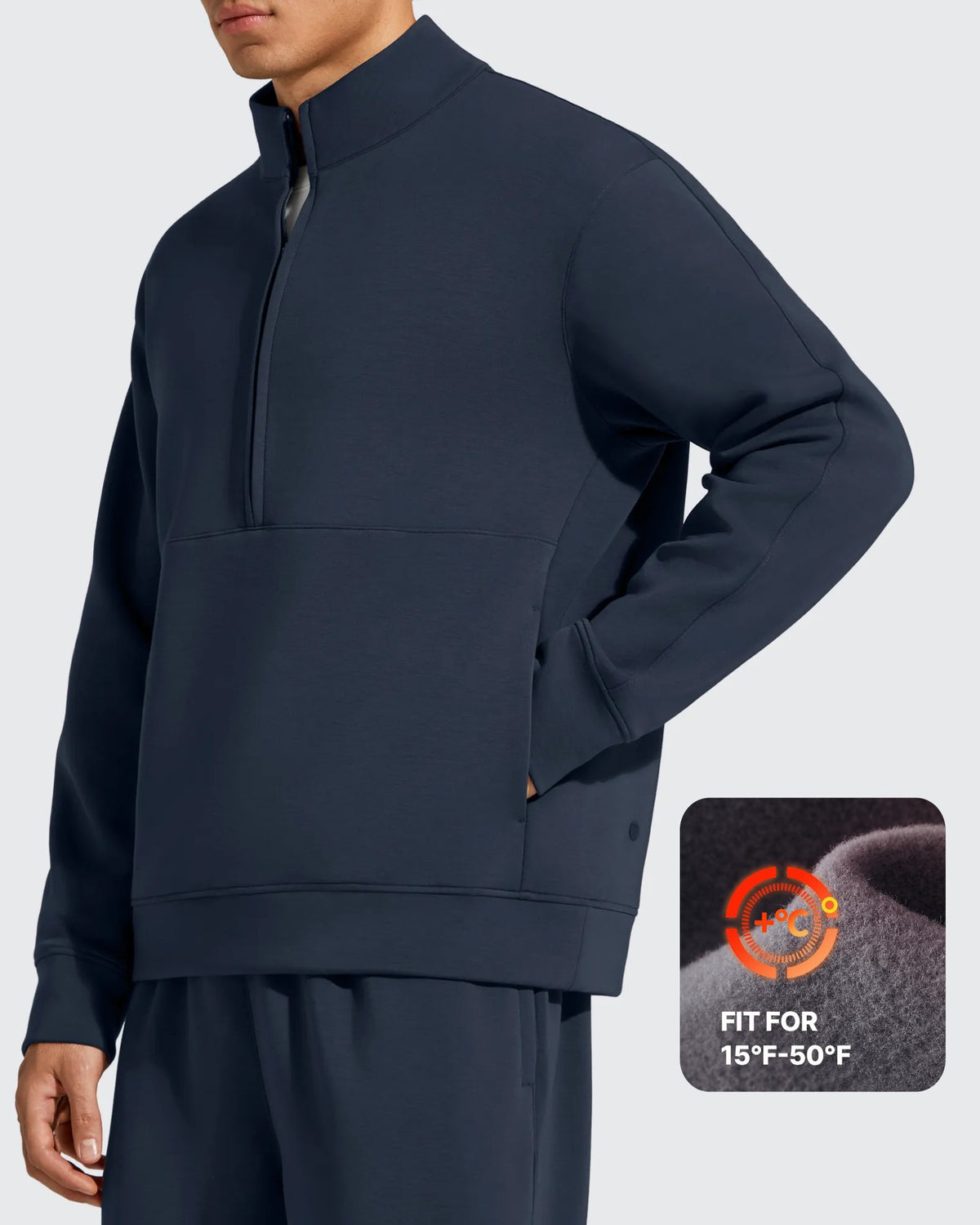 G4Free - Smoofit Men's Fleece Half Zip Pockets Mock Neck Sweatshirts -GF25FM728CA-S