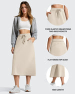 G4Free - Smoofit Midi Drawstring A-line Maxi Long Skirt -GF25S706A001A-S-GF25S706A001B-M-GF25S706A001C-L-GF25S706A001D-XL-GF25S706A001F-XS