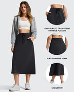G4Free - Smoofit Midi Drawstring A-line Maxi Long Skirt -GF25S706A001A-S-GF25S706A001B-M-GF25S706A001C-L-GF25S706A001D-XL-GF25S706A001F-XS