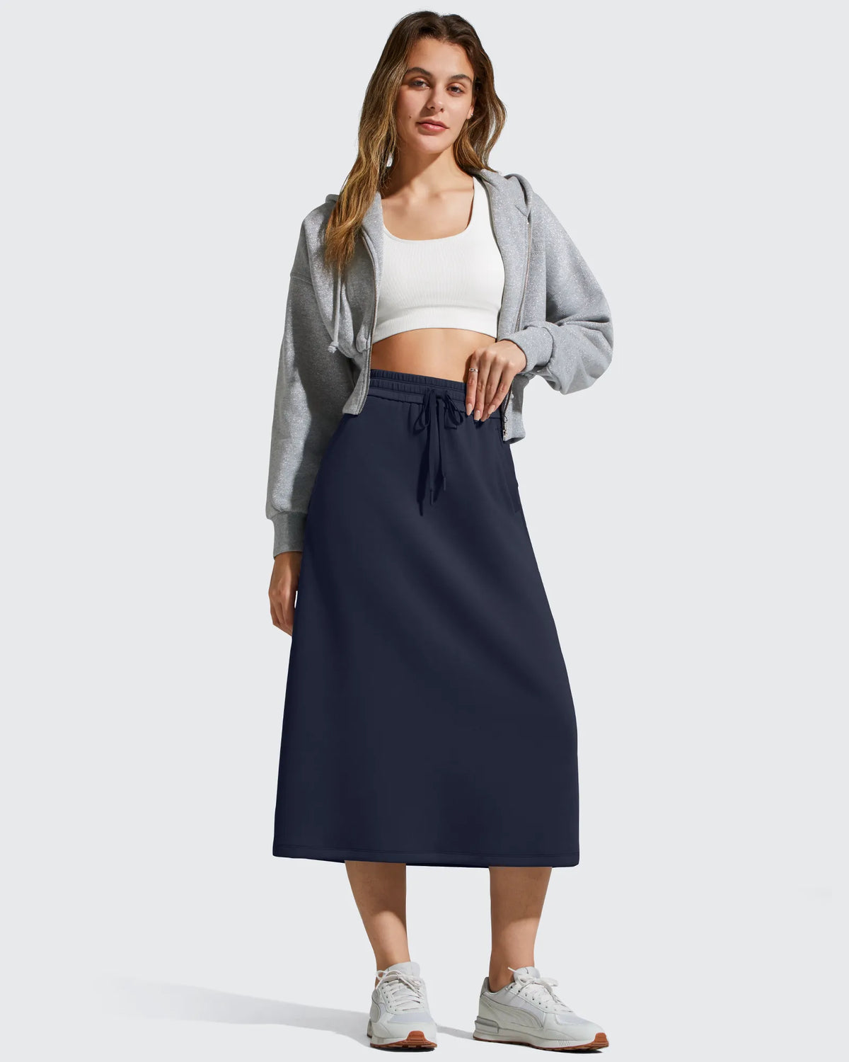 G4Free - Smoofit Midi Drawstring A-line Maxi Long Skirt -GF25S706A001A-S-GF25S706A001B-M-GF25S706A001C-L-GF25S706A001D-XL-GF25S706A001F-XS