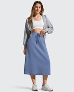 G4Free - Smoofit Midi Drawstring A-line Maxi Long Skirt -GF25S706A001A-S-GF25S706A001B-M-GF25S706A001C-L-GF25S706A001D-XL-GF25S706A001F-XS