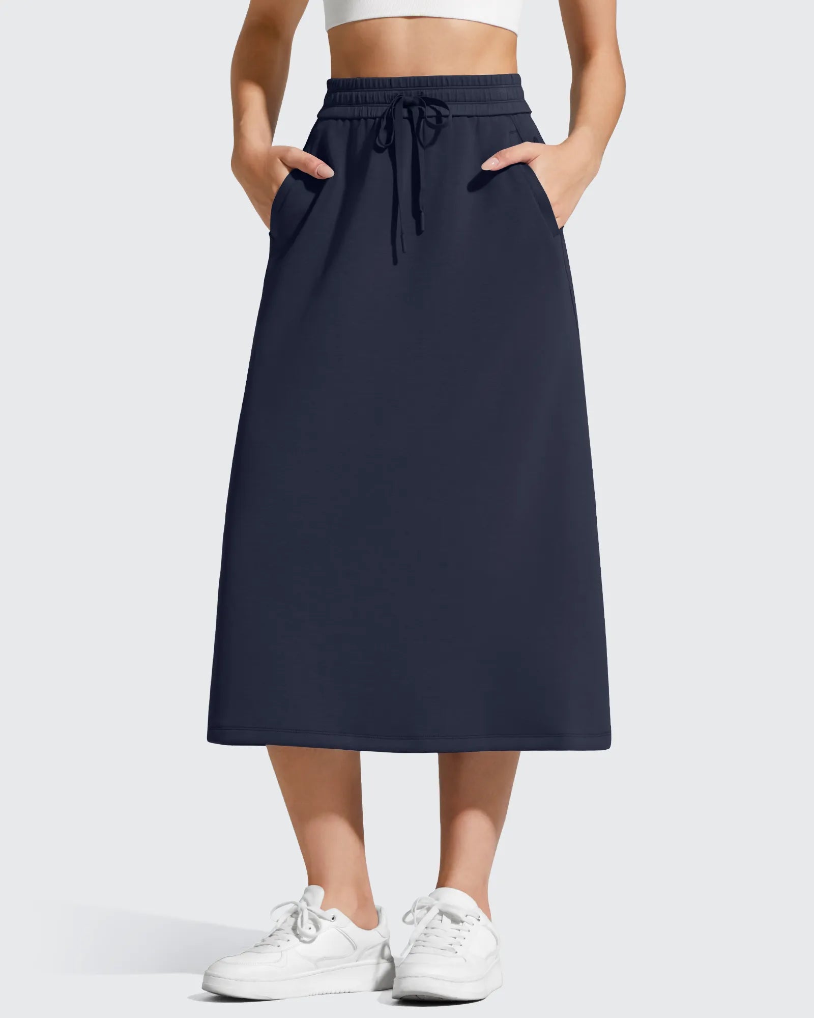 G4Free - Smoofit Midi Drawstring A-line Maxi Long Skirt -GF25S706A001A-S-GF25S706A001B-M-GF25S706A001C-L-GF25S706A001D-XL-GF25S706A001F-XS