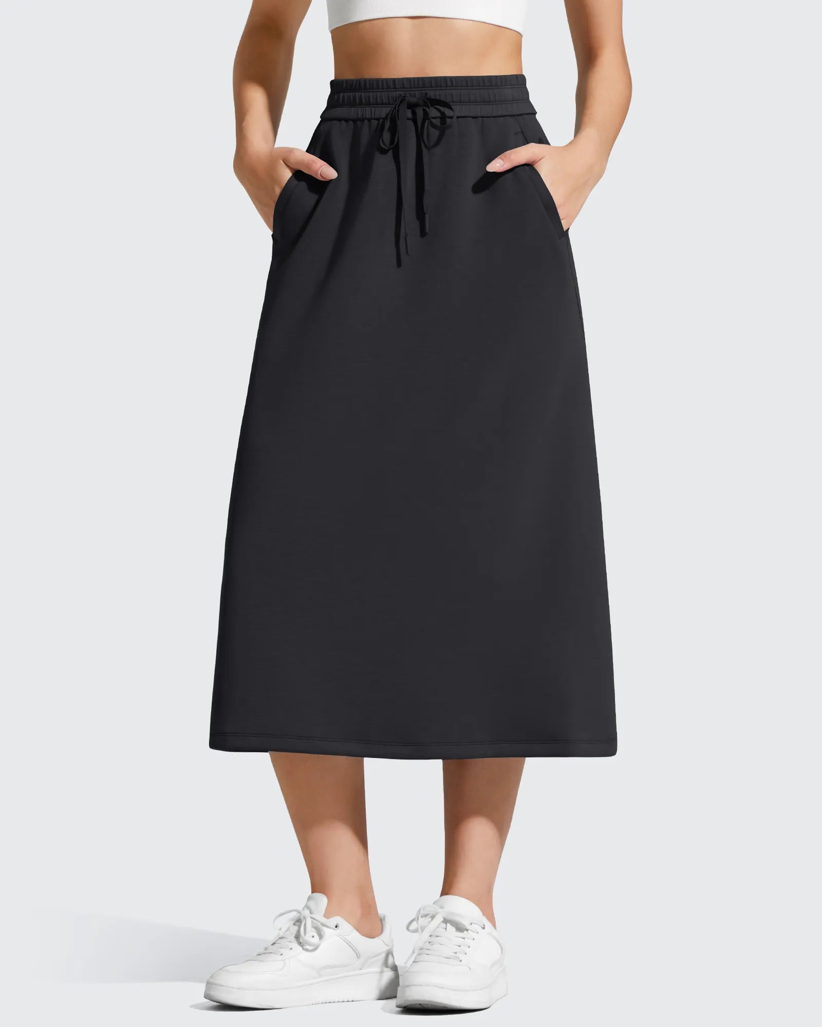 G4Free - Smoofit Midi Drawstring A-line Maxi Long Skirt -GF25S706A001A-S-GF25S706A001B-M-GF25S706A001C-L-GF25S706A001D-XL-GF25S706A001F-XS