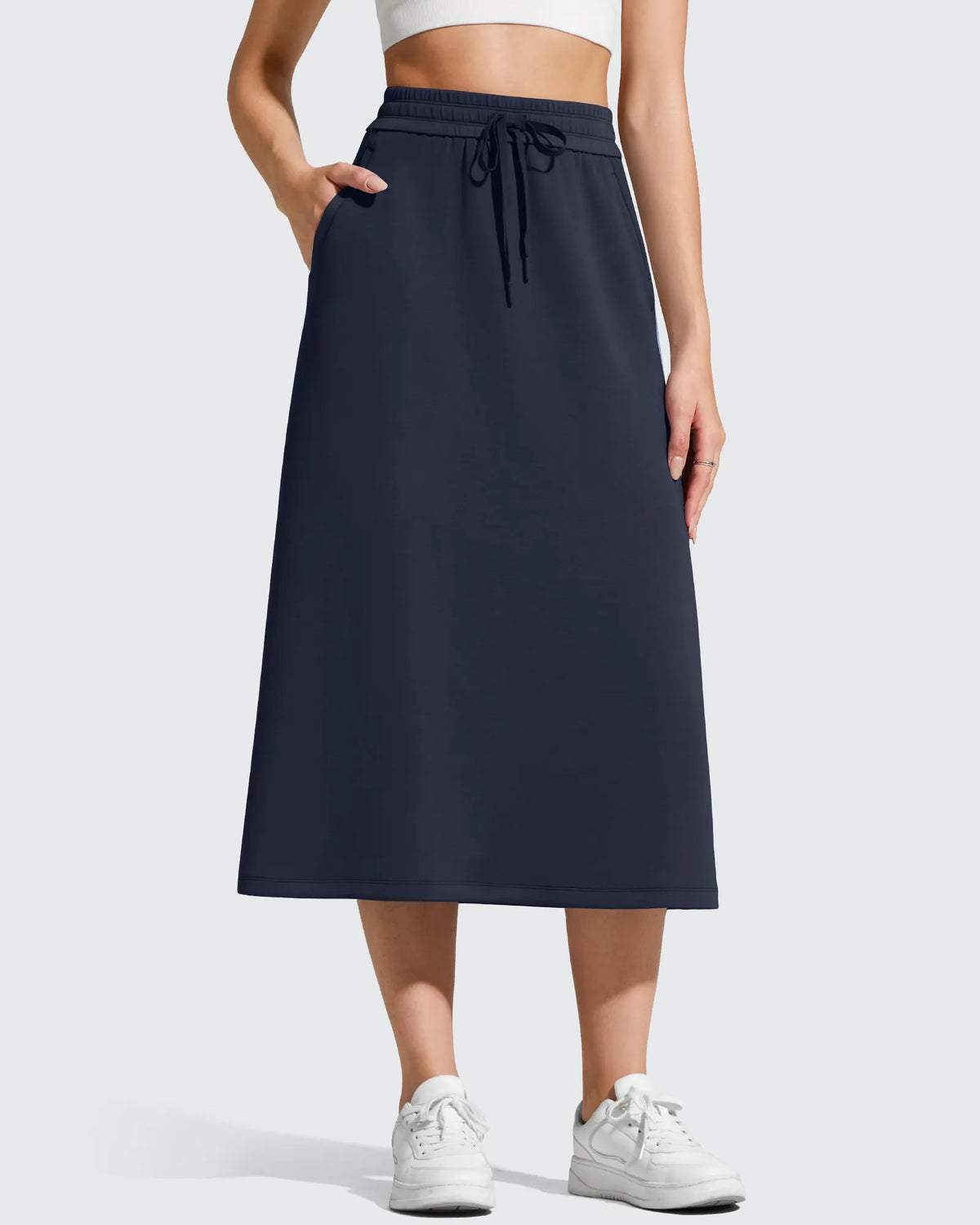 G4Free - Smoofit Midi Drawstring A-line Maxi Long Skirt -GF25S706A001A-S-GF25S706A001B-M-GF25S706A001C-L-GF25S706A001D-XL-GF25S706A001F-XS