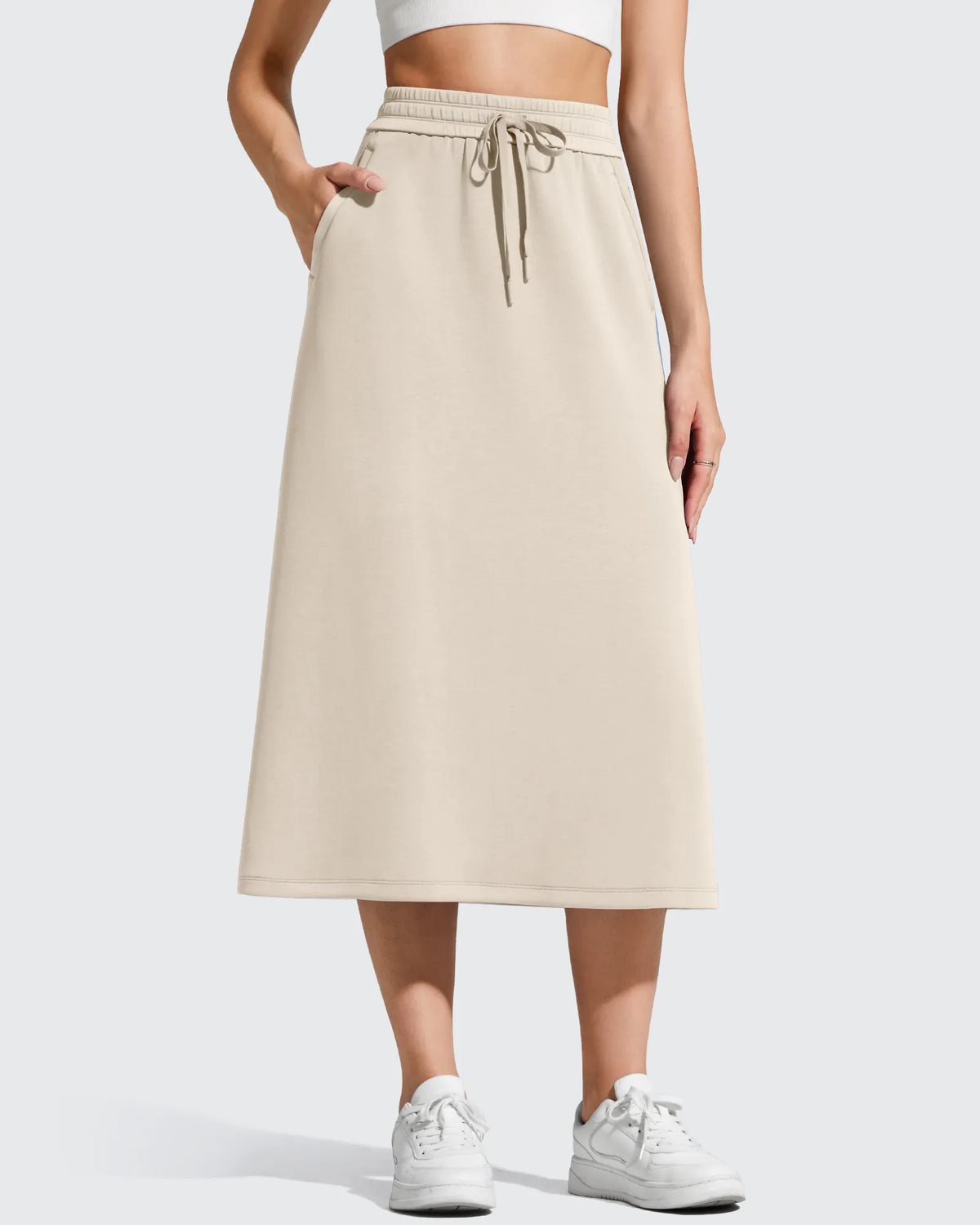 G4Free - Smoofit Midi Drawstring A-line Maxi Long Skirt -GF25S706A001A-S-GF25S706A001B-M-GF25S706A001C-L-GF25S706A001D-XL-GF25S706A001F-XS