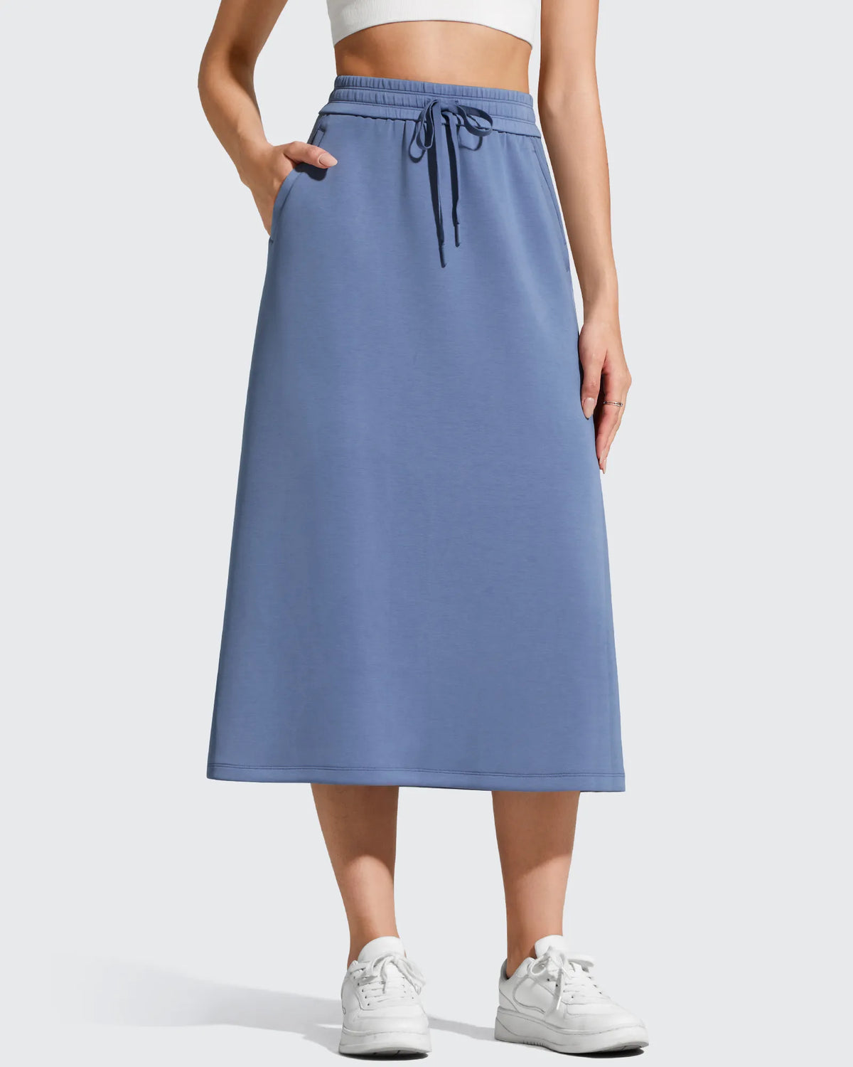 G4Free - Smoofit Midi Drawstring A-line Maxi Long Skirt -GF25S706A001A-S-GF25S706A001B-M-GF25S706A001C-L-GF25S706A001D-XL-GF25S706A001F-XS