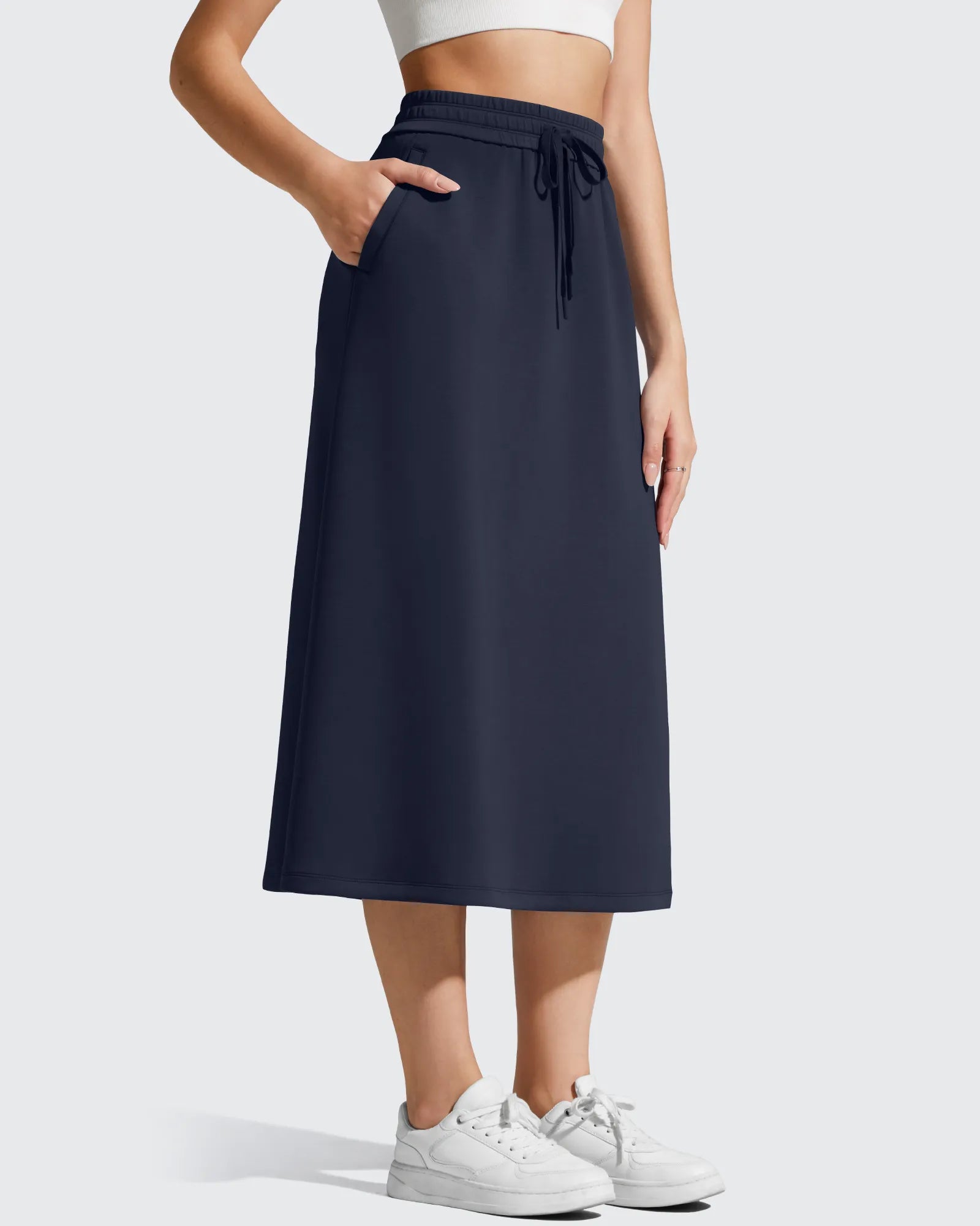 G4Free - Smoofit Midi Drawstring A-line Maxi Long Skirt -GF25S706A001A-S-GF25S706A001B-M-GF25S706A001C-L-GF25S706A001D-XL-GF25S706A001F-XS