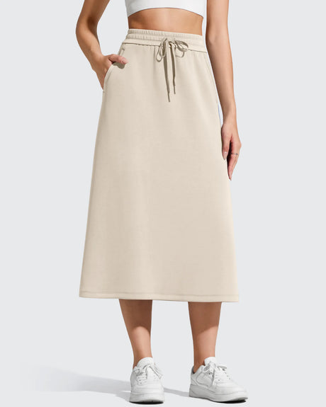 G4Free - Smoofit Midi Drawstring A-line Maxi Long Skirt -GF25S706F001A-S
