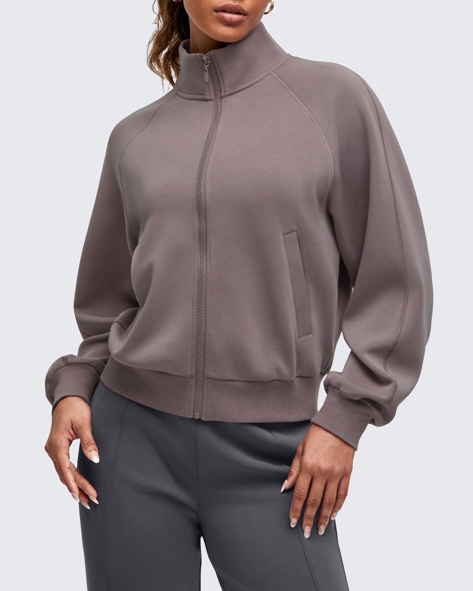 G4Free - Smoofit Mock Neck Zip Up Pockets Jackets -GF25M528EA-S