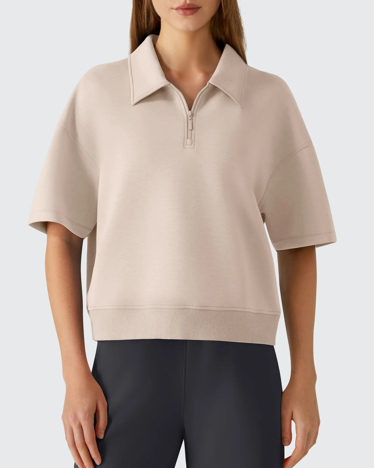G4Free - Smoofit Modal Soft Zip Up Polo Shirts Short Sleeve -GF25K518DF-XS