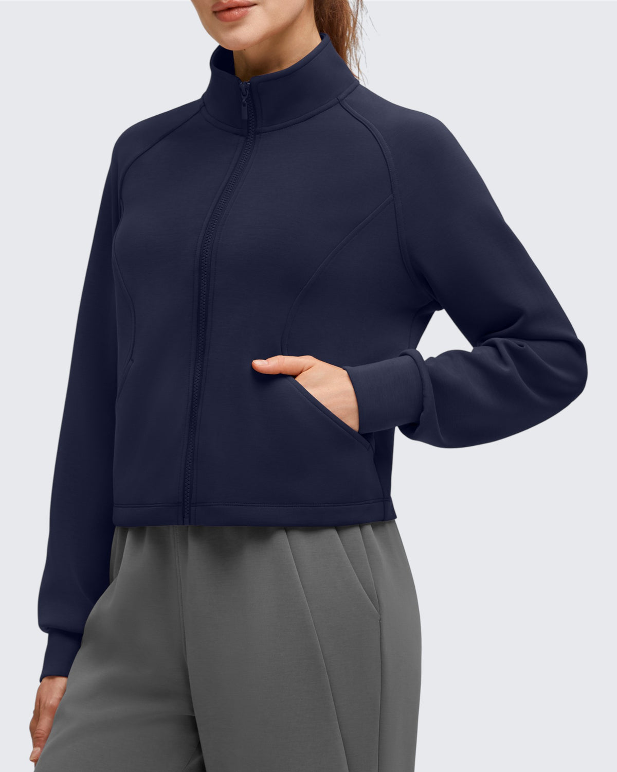G4Free - Smoofit Modal Zip Up Mock Neck Pockets Sweatshirts -GF25M551AF-XS
