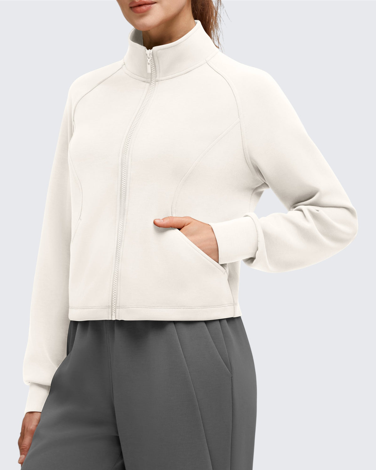 G4Free - Smoofit Modal Zip Up Mock Neck Pockets Sweatshirts -GF25M551AF-XS